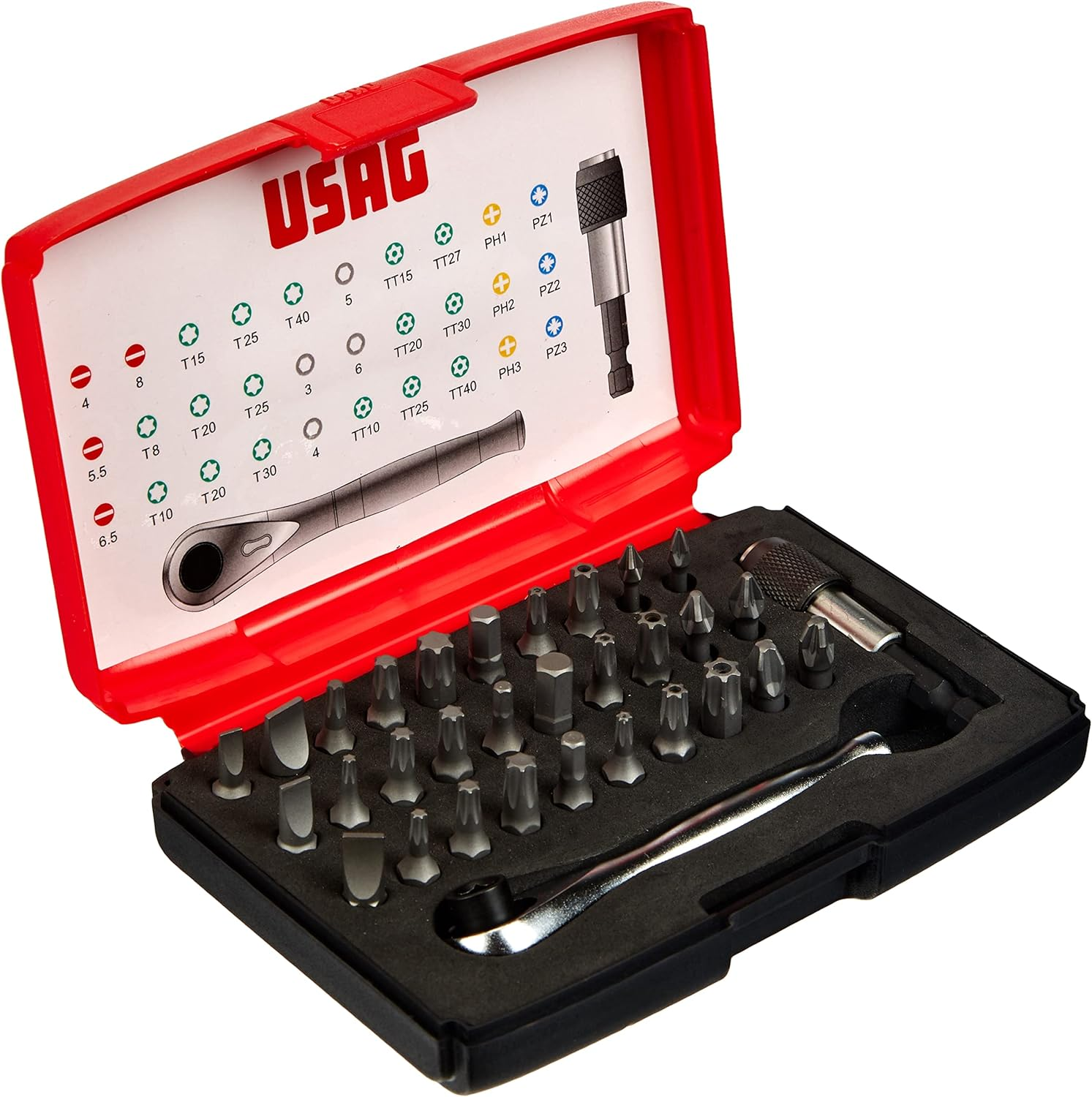 USAG U06920042-692 J32 - Assortment with Bits and Reversible Ratchet - 1/4" (32 Pcs.) image number 5