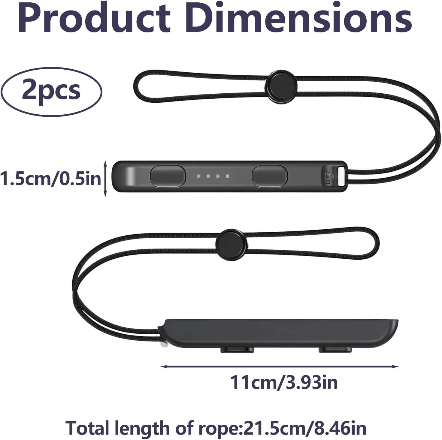 ONBPIY 2-Pack Wrist Straps for Nintendo Switch Joy-Con Adjustable Lanyards with Secure Lock Replacement Accessories Black image number 1