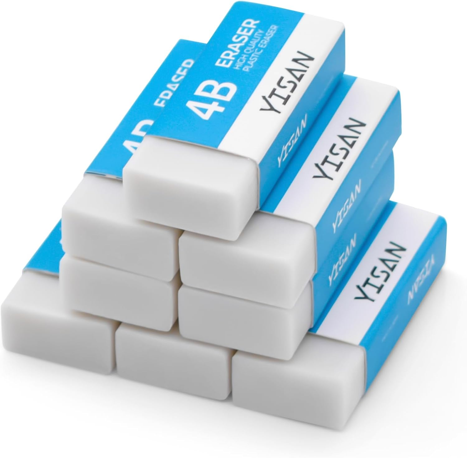 YISAN Erasers,8 Pack,Pencil Eraser,White Erasers Dust-Collecting,Medium Size,Single Line Dust for Drawing,71341 image number 1