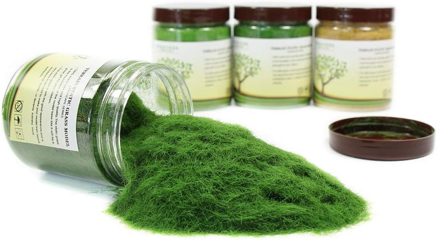 CFA6 4 X 35G Mixed 5Mm Static Grass Terrain Powder Green Grass Fairy Garden Miniatures Landscape Artificial Sand Table Model Railway Layout image number 1