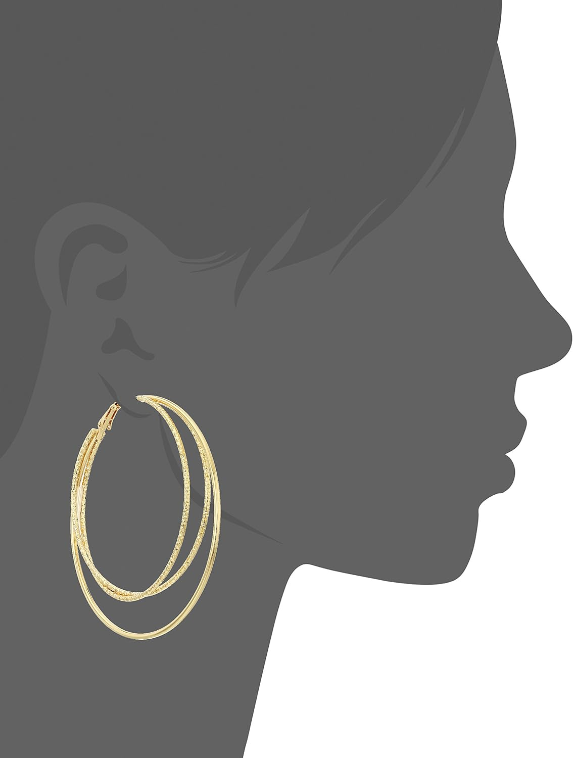 GUESS Womens Triple Wire Clutchless Hoop Earrings - Gold image number 2