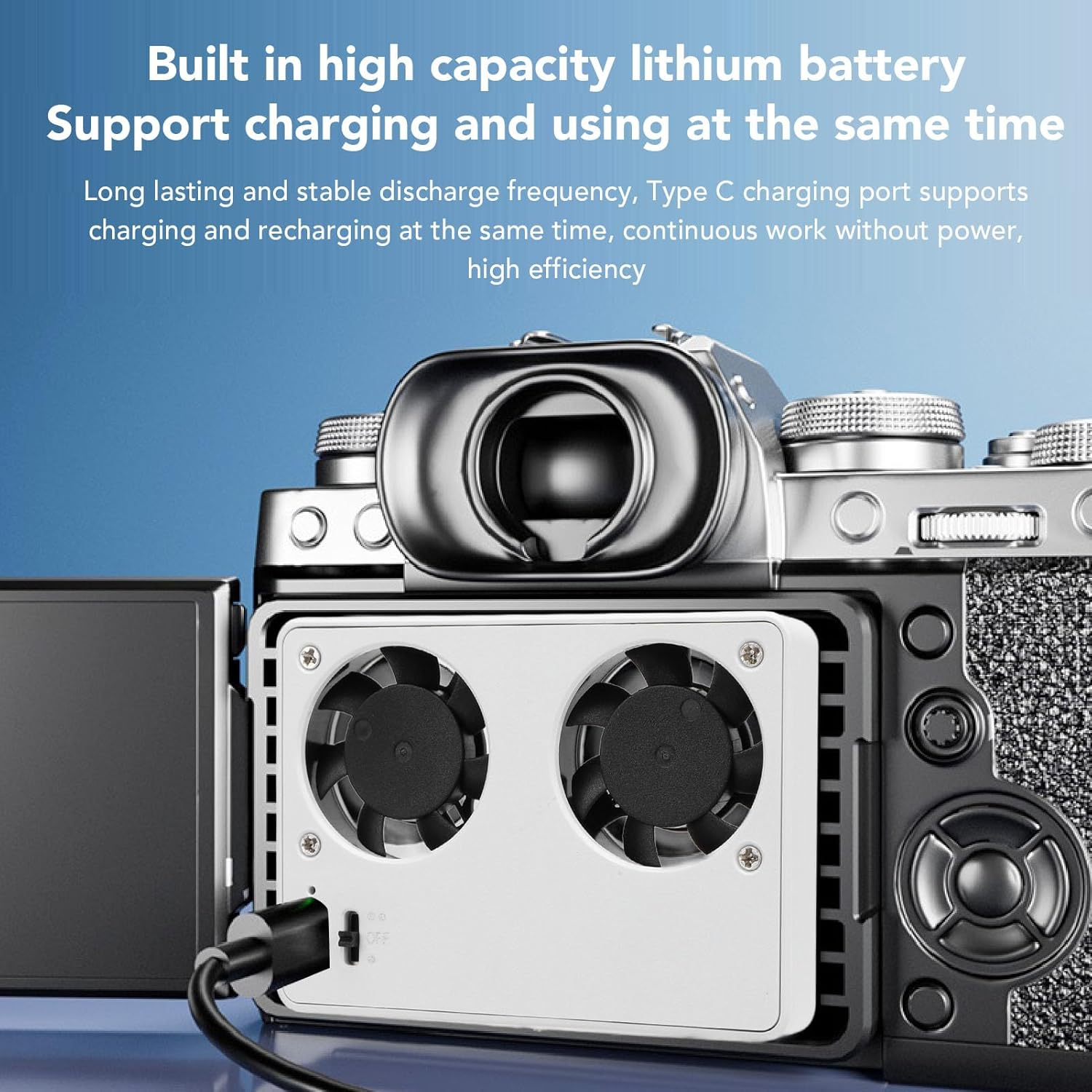 Camera Cooling Fan for A7M4, ZVE1, ZV1 - Quiet Dual Fan with Adjustable Speed, 5V Type C Power, 26Db Low Noise image number 5