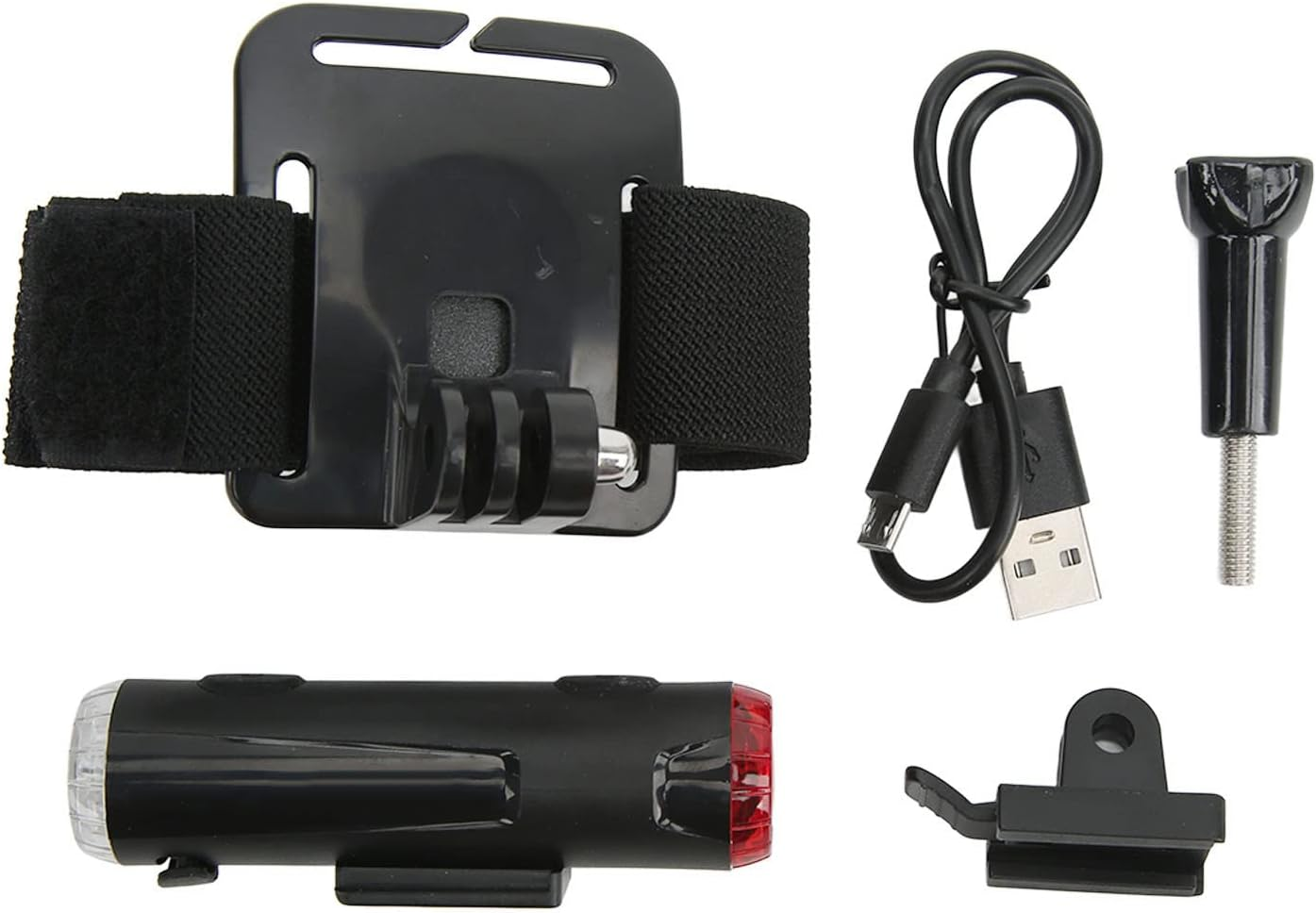 Bike Helmet Light, USB Charging 5 Modes Headlight for Cycling Camping, Adjustable Silicone Aluminum Alloy Material for Outdoor Sports, Running, Night Activities, Multi-Use Sce image number 1