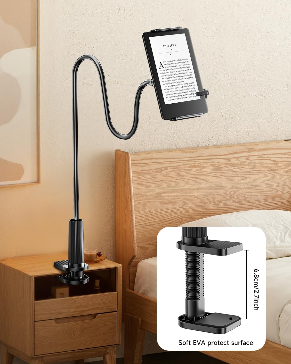 Kindle Holder with Remote Page Turner,Reading Stand for Bed, Desk with Clicker, for Kindle Paperwhite, Oasis, Ipad, Iphone and More image number 6