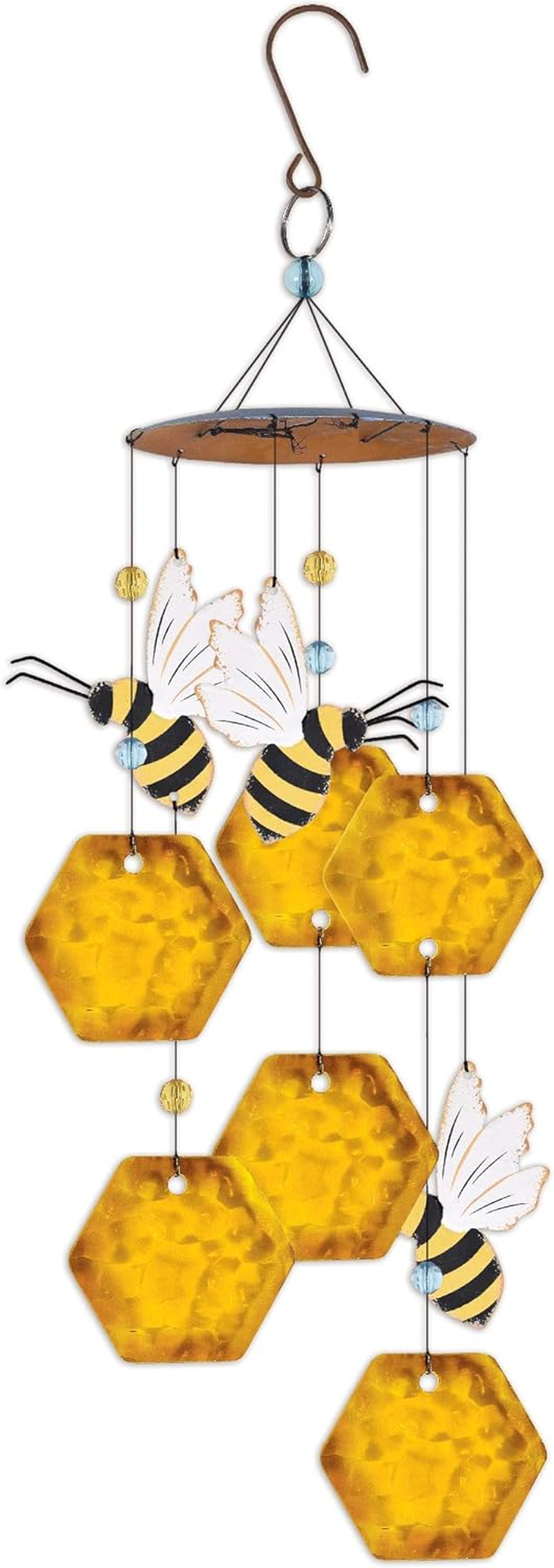 Sunset Vista Designs 93651 Country Garden Collection Wind Chime, Bee Honeycomb, 17-Inch Height