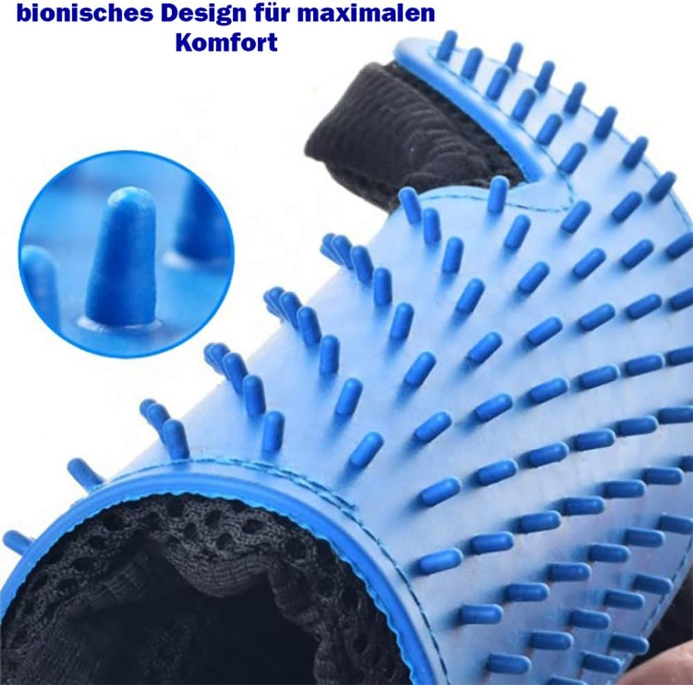 Premium Magic Brush Grooming Glove for Dogs, Cats and Horses, Pet Hair Remover, Practical Fur Changing Accessories, Brush for Removing Short and Long Animal Hair (Blue, Right)