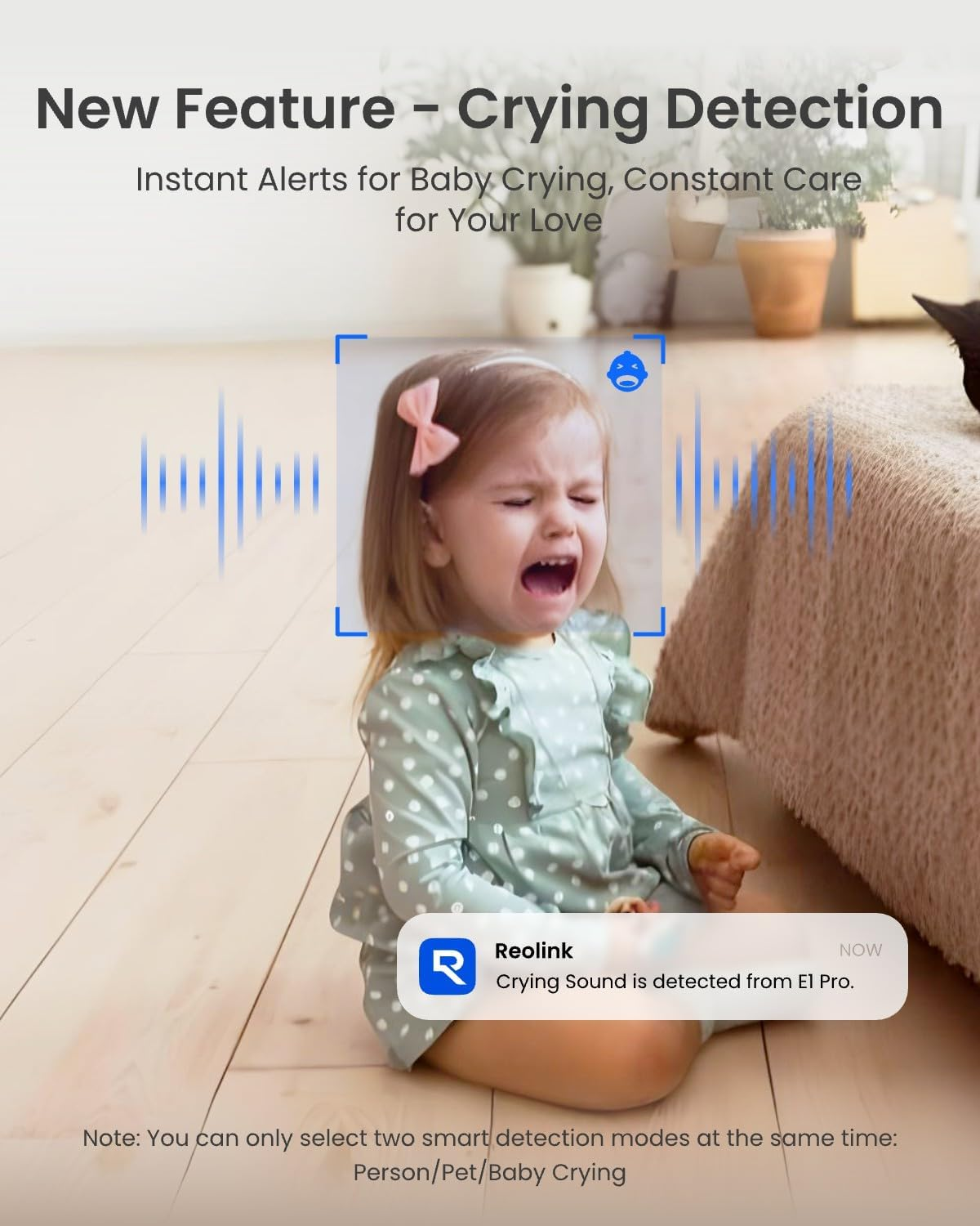 Reolink E1 Pro 3K PT Wi-Fi Indoor Camera for Baby & Pet Monitoring, Auto Tracking, 5MP Night Vision Enhanced by F1.6 Aperture, Person/Pet/Baby Crying Detection, 2.4/5Ghz Wi-Fi, Two-Way Talk image number 3