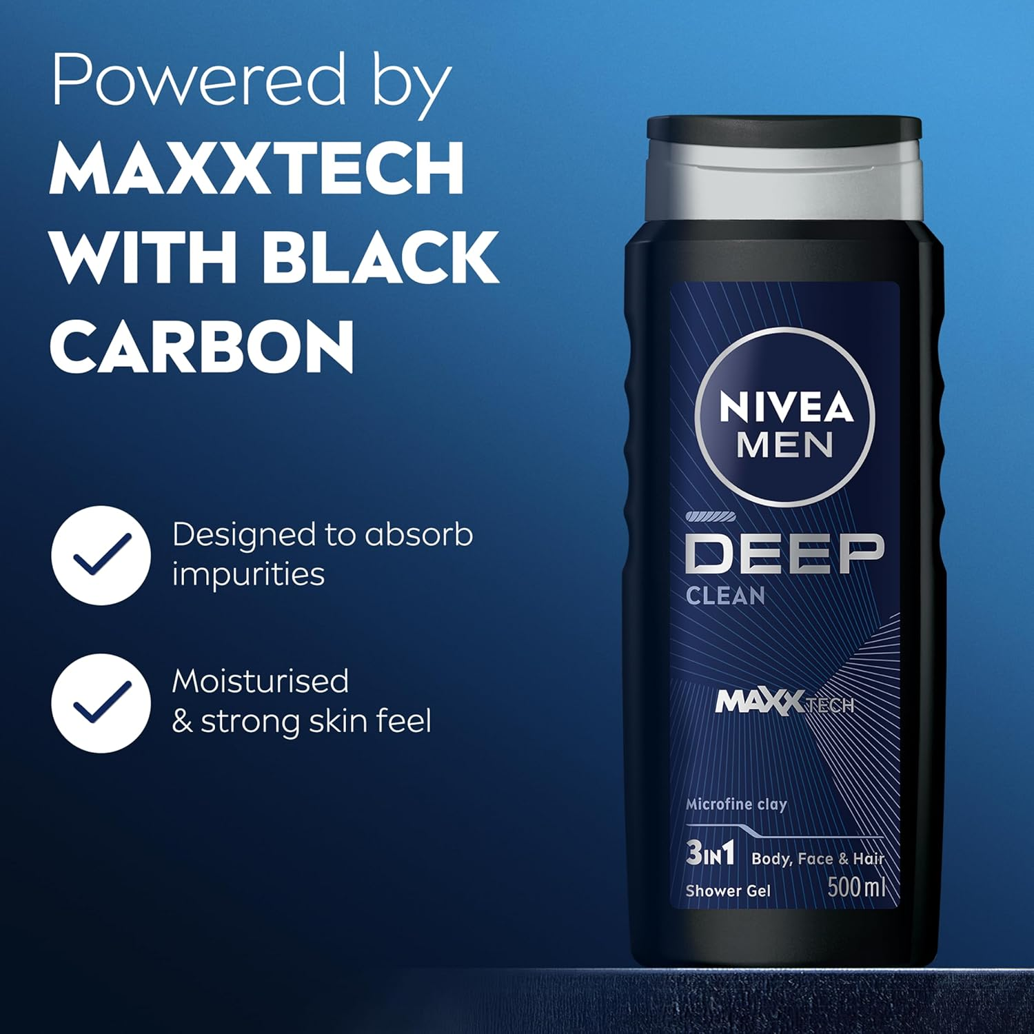 NIVEA MEN Deep Skincare Gift Set (3 Piece) | Includes: Shower Gel, Face Wash & Multipurpose Cream| Includes Bonus Wash Bag | Face & Body Care Essentials for Men | Hydrating Skin Care Routine image number 1