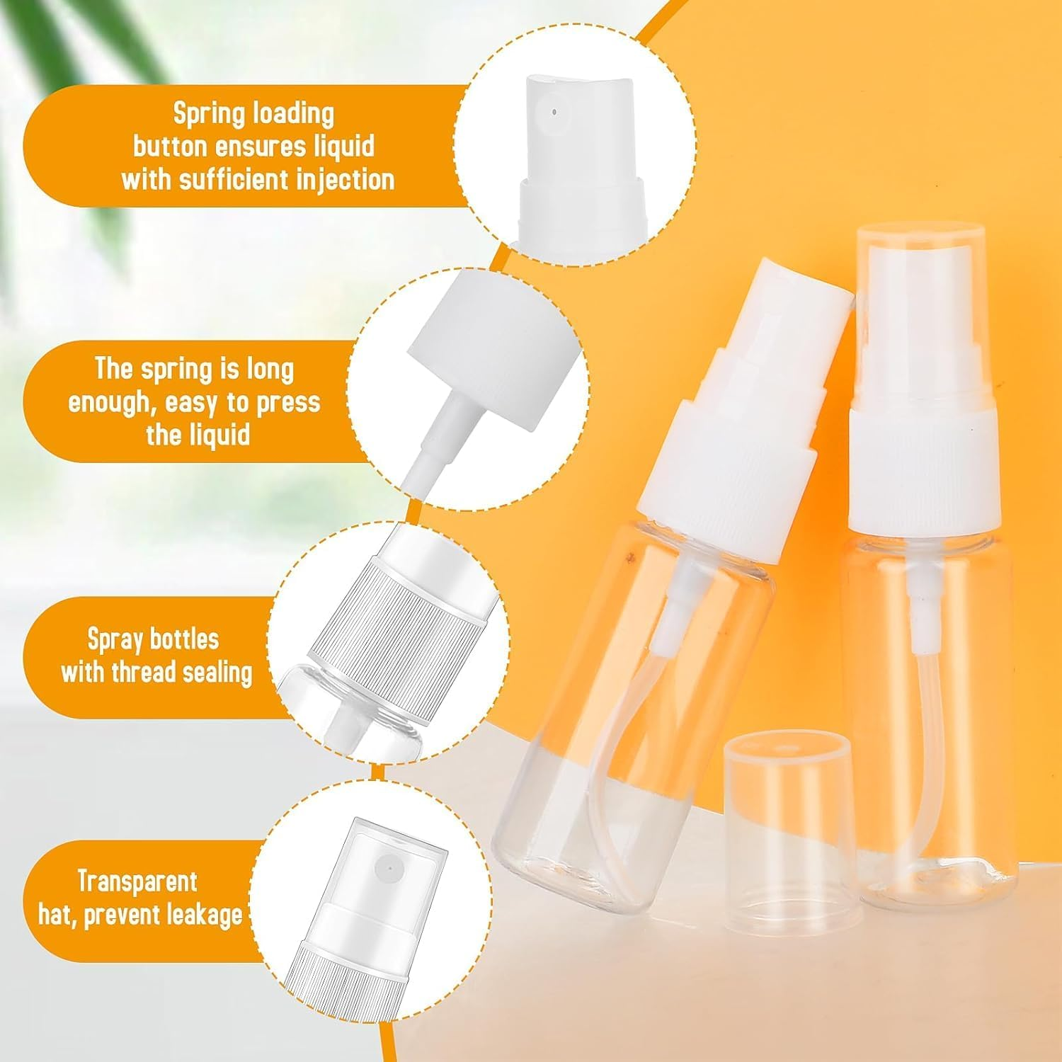 Pack of 4 Small Spray Bottles, Atomiser Spray Bottle, Mini Spray Bottle, Portable Plastic Spray Bottle, Water Spray Bottle, for Filling Perfume, Alcohol, Care Liquid and Cosmetics (15 Ml) image number 4