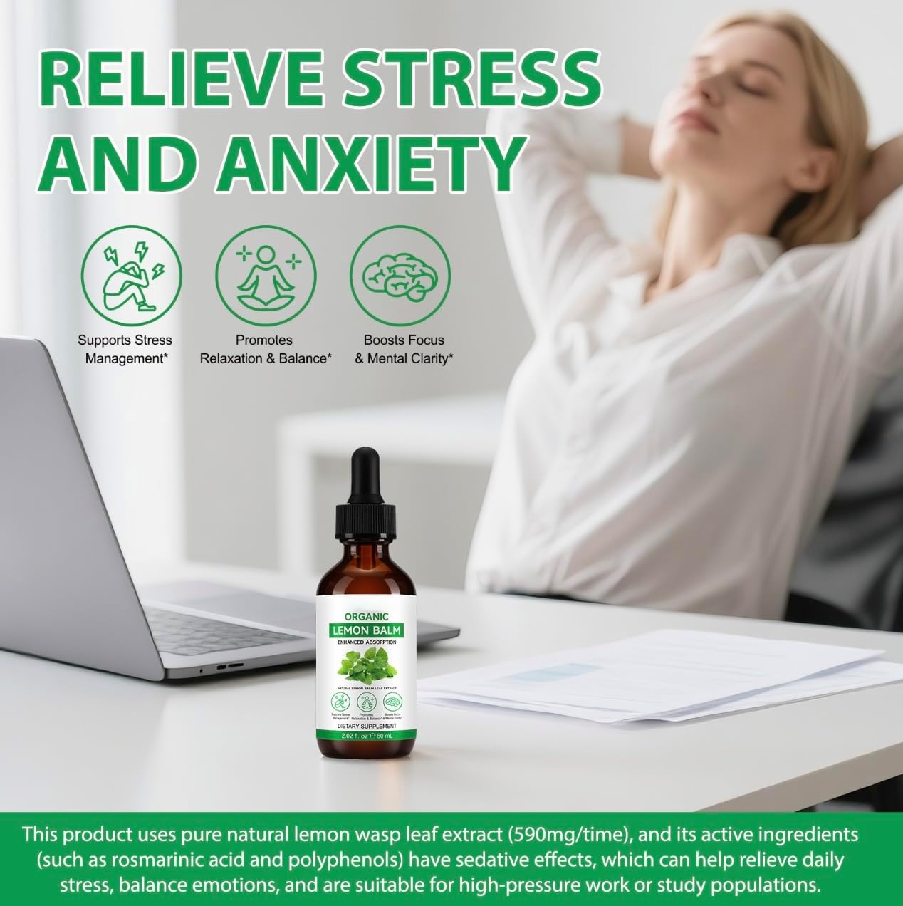 Lemon Balm Liquid Extract 60Ml &ndash; Organic & Alcohol-Free Tincture &ndash; Natural Lemon Balm Leaf &ndash; Vegan, Non-Gmo Herbal Supplement &ndash; Daily Wellness Support image number 4