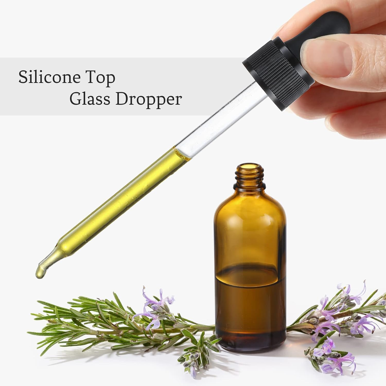 Dolemay Glass Dropper Bottles,5 Pack Boston round Amber Glass Bottles with 2 Stainless Steel Funnels,Leak Proof Travel Bottles for Essential Oils,Perfume,Refillable Glass Bottles for Storage-10Ml image number 5