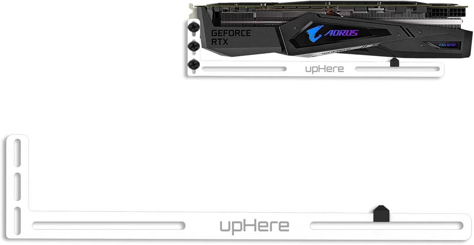 Uphere White Graphics Card GPU Brace Support /Holster Bracket, Anodized Aerospace Aluminum, Single or Dual Slot Cards-(Gl04)