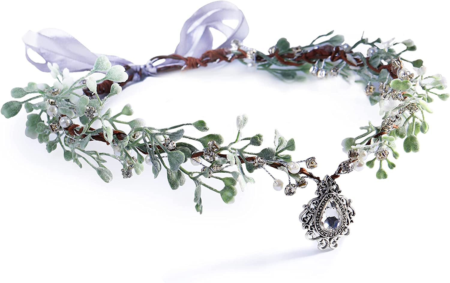 MOSTORY Fairy Flower Crown Women - Elf Headpiece Forest Floral Headband Woodland Circlet for Women Renaissance Halloween Accessory Renfaire Cosplay