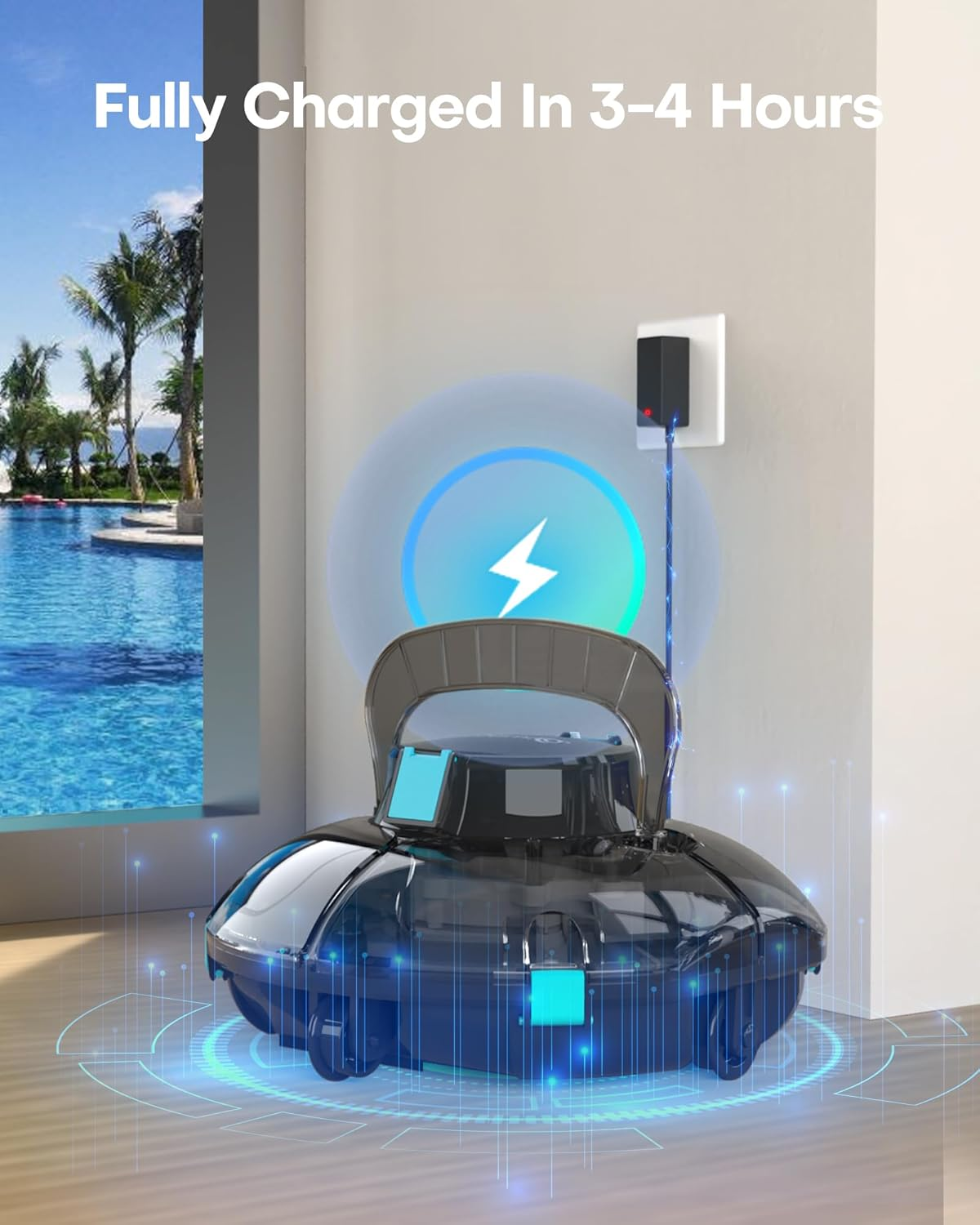 (2025 Upgrade) Cordless Robotic Pool Cleaner with 180&Mu;m Dual Filtration, 80-Minute Runtime, Self-Parking, Portable & Lightweight Design, Ideal for above Ground Pool up to 60M&sup2; image number 3