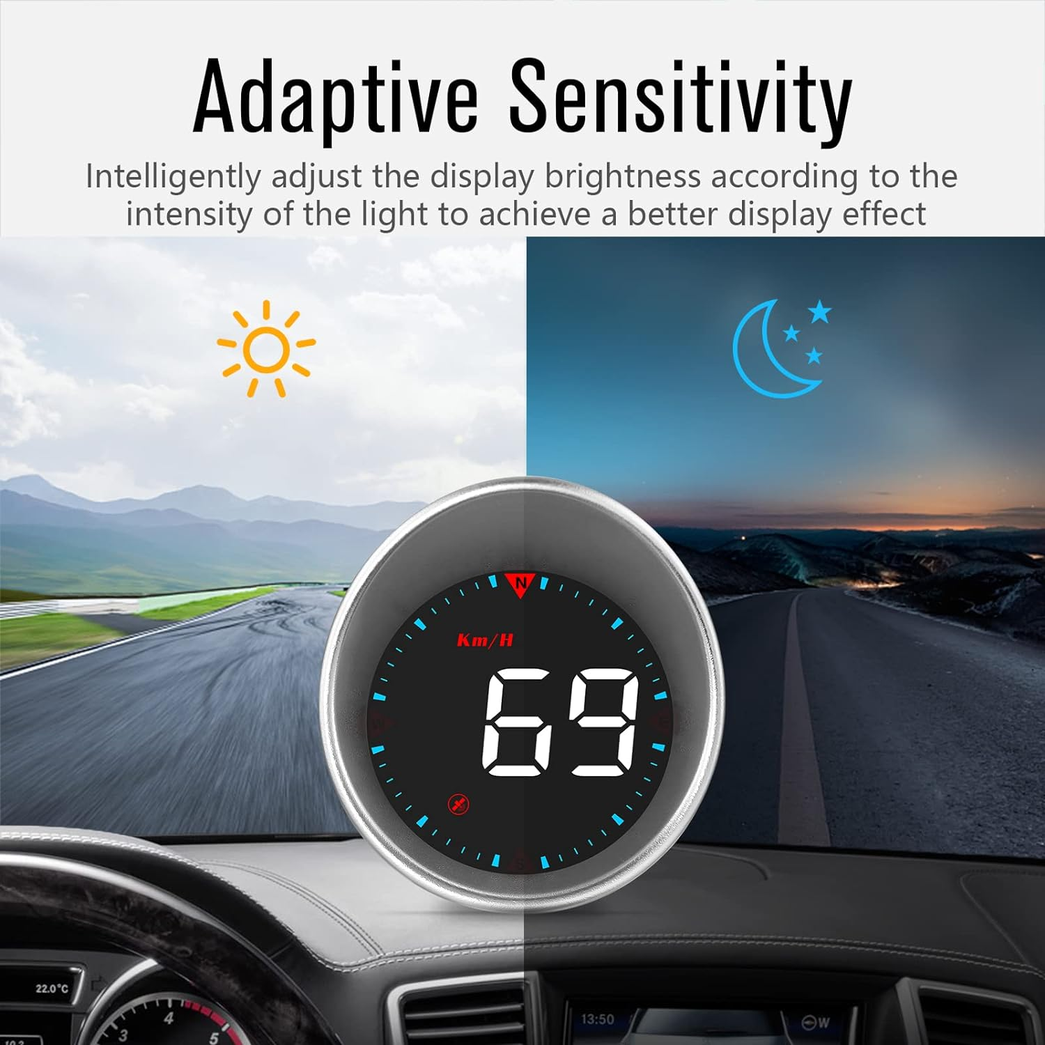Car Hud Heads up Display G5，Digital GPS Speedometer with Speed Warning Compass, for All Cars image number 4