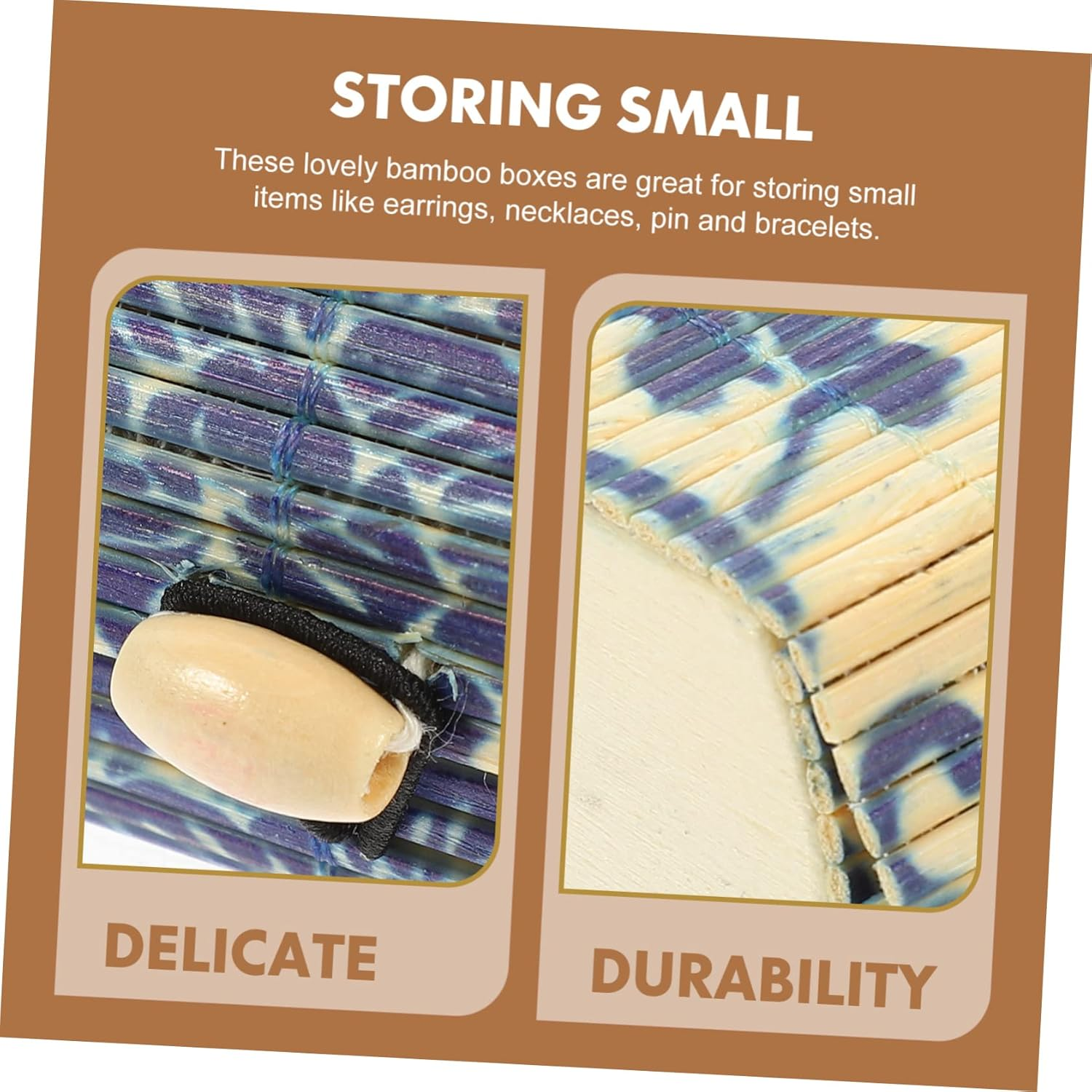 6Pcs Bamboo Jewelry Container and Keepsake Storage Boxes Miniature Retro Style Small Sundries Organizer Bamboo Curtain Suitable for Home and Travel image number 1