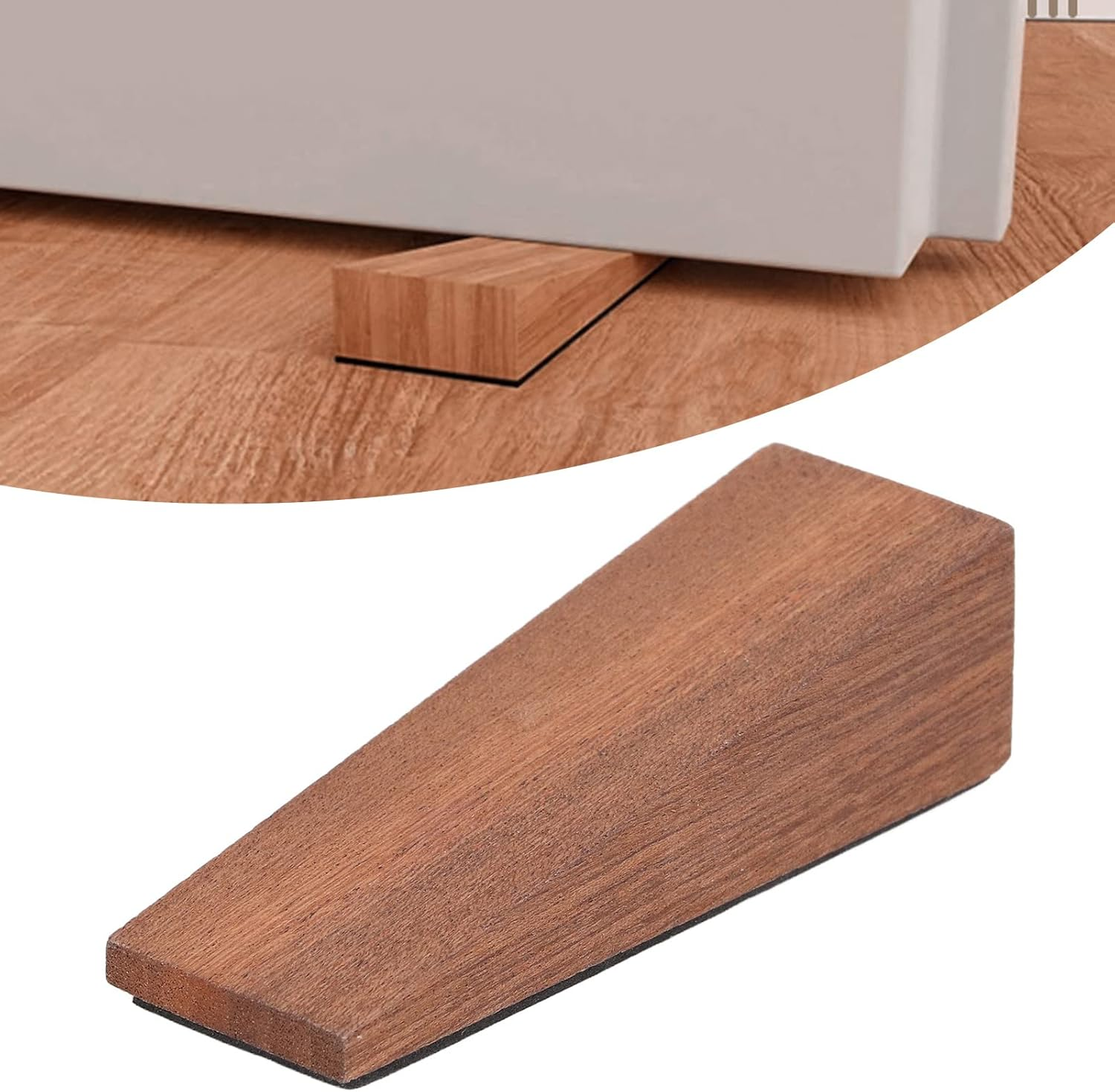 Wooden Door Stopper, 4 Pcs anti Slip Door Stopper Solid Wood Door Wedge Dark Brown Triangular Door Wedge Wooden Firefighter Door Stopper for Door Bottom Seam image number 1