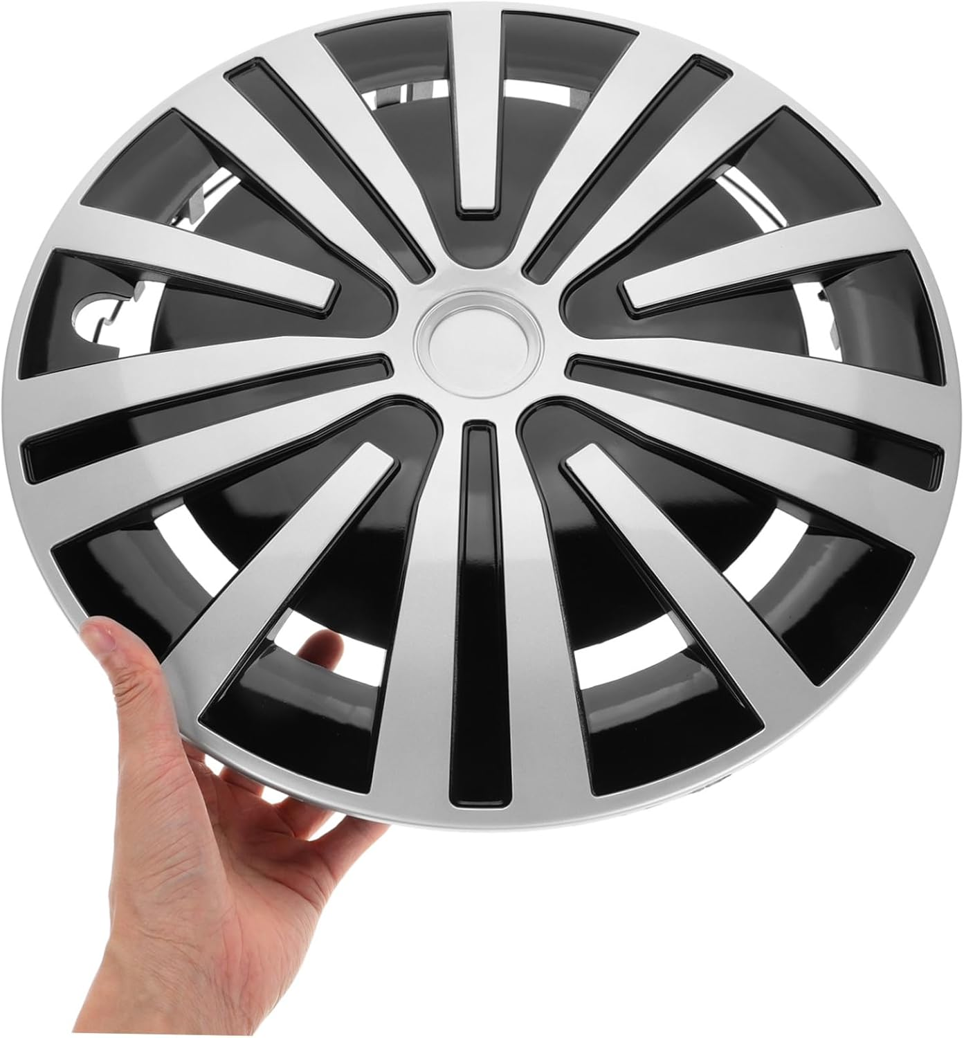 HONMEET Universal 14-Inch Car Wheel Hub Cap Cover Abs Plastic Rim Center Caps Replacement for Truck SUV, Silver Black, Automotive Wheel Accessories for Rim Decoration and Repair image number 6