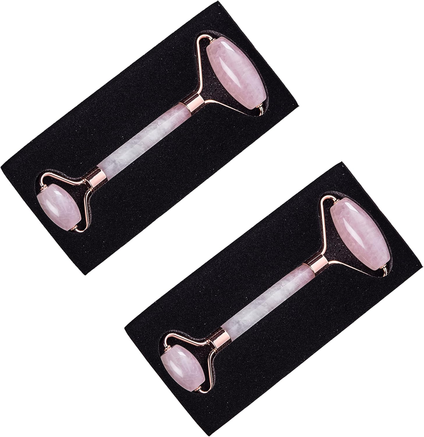 Rose Quartz Face Roller 2 Pack for Forehead Nose Chin Eyes Face Skin Beauty image number 4