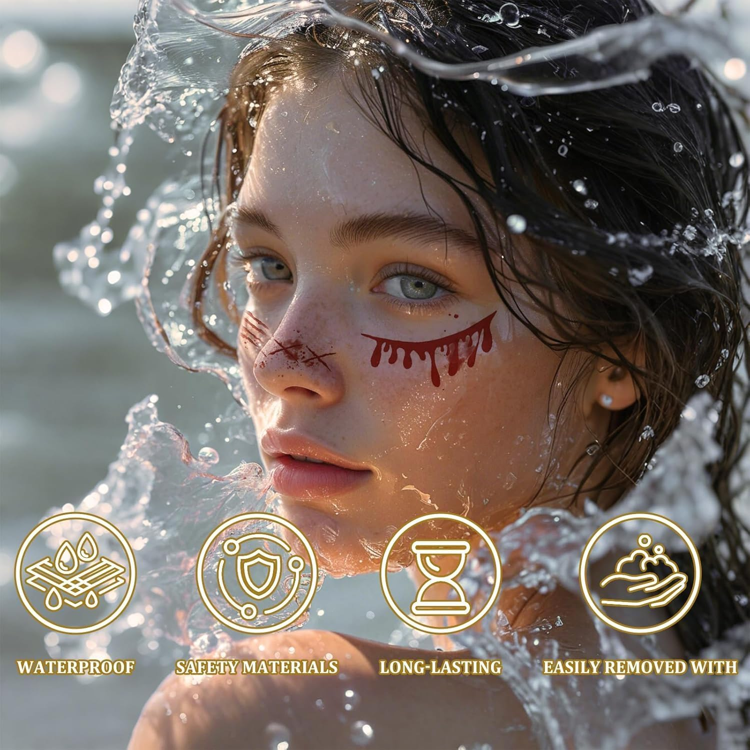 6Pcs Halloween Freckles Face Tattoo, Temporary Makeup Stickers, Temporary Freckle Sticker, Face Tattoos for Women, Halloween, Parties, Freckles Tattoo Art (A) - B image number 3