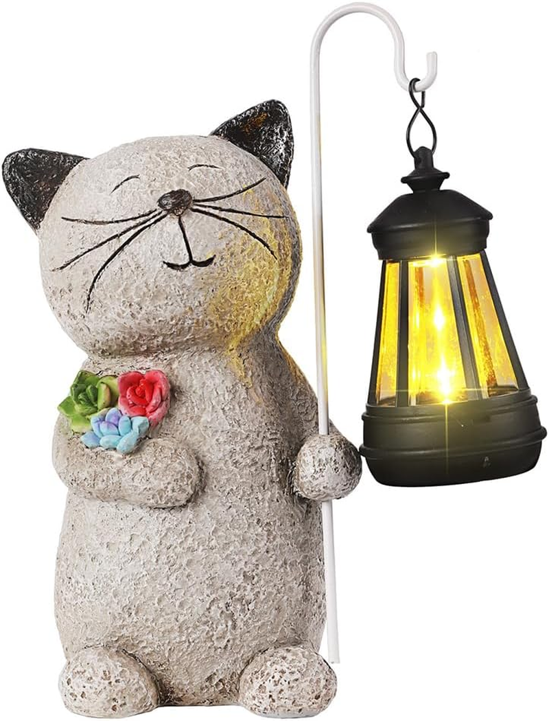 Cat Solar Lights,Courtyard Decoration Night Light,Garden Ornaments Outdoor with Solar Lantern,Sculpture Decor,For Outdoor,Desktop Decor,Patio image number 4