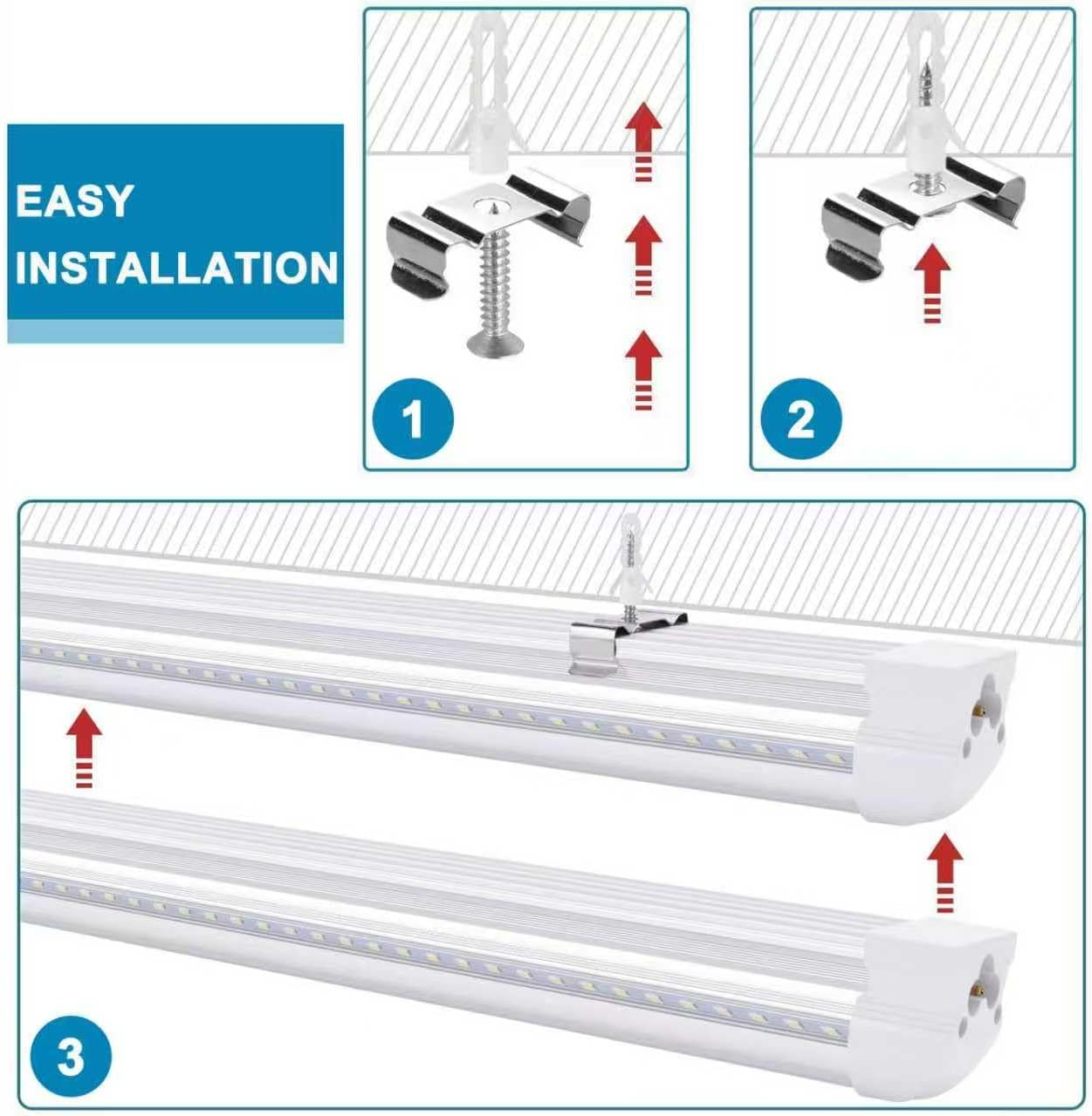 1.2M LED Shop Light Fixture, 36W 6500K 4500LM LED Tube Light, T8 V-Shaped LED Bulb Light, Linkable Shop Light, LED Garage Light with Built-In On/Off Switch, Plug & Play, Clear Cover, 6 Pack image number 5
