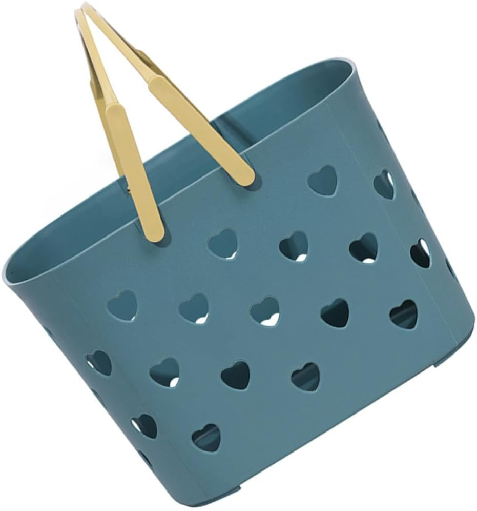 FOYTOKI Portable Hollowed Plastic Shower Basket with Handle for Bathroom Storage Organizer Efficient Drain Design for Towels Soap Makeup and Sundries and Practical Household Storage Holder image number 4