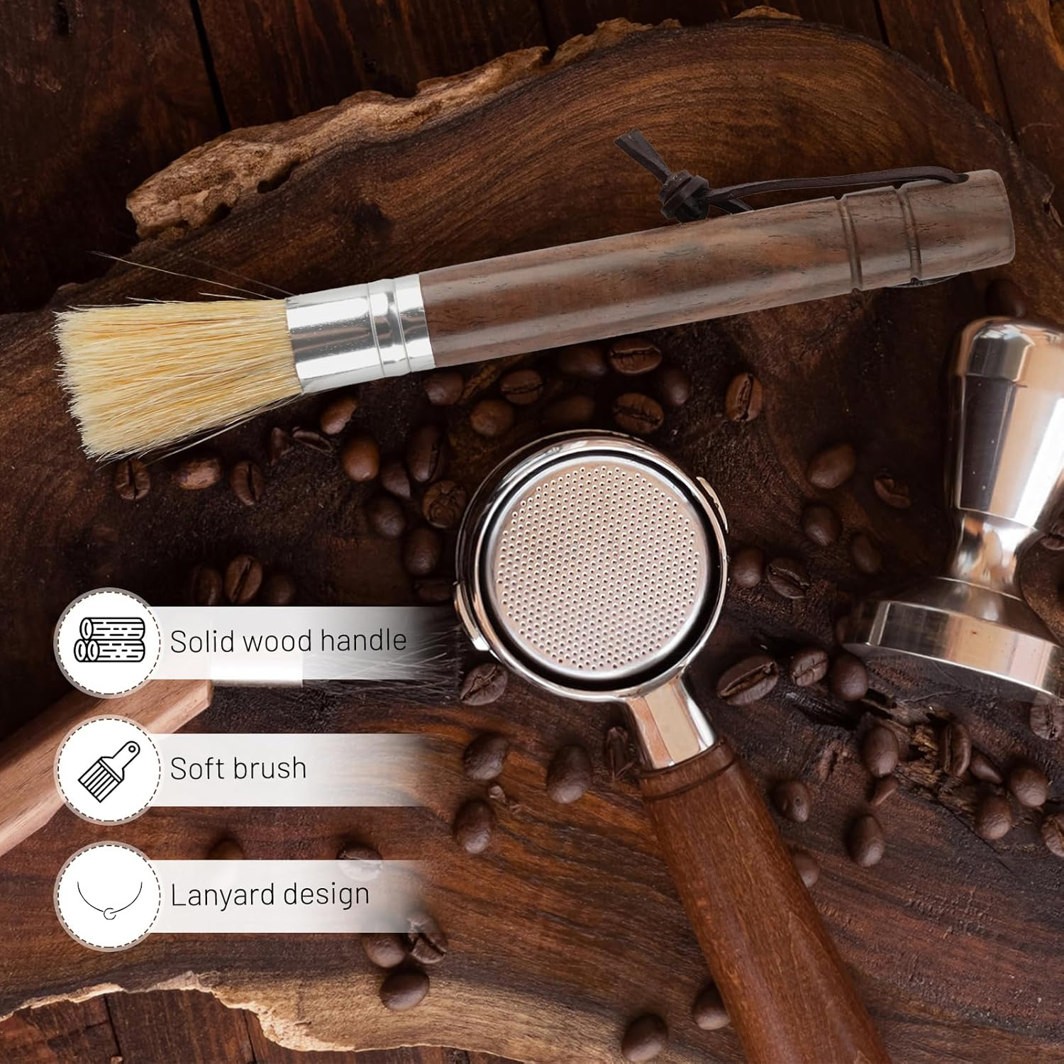 Bamynoir Coffee Grinder Brush, Espresso Machine Cleaner with Wooden Handle & Natural Bristles, Barista-Designed for Home Kitchens, Cleans Coffee Accessories. image number 4