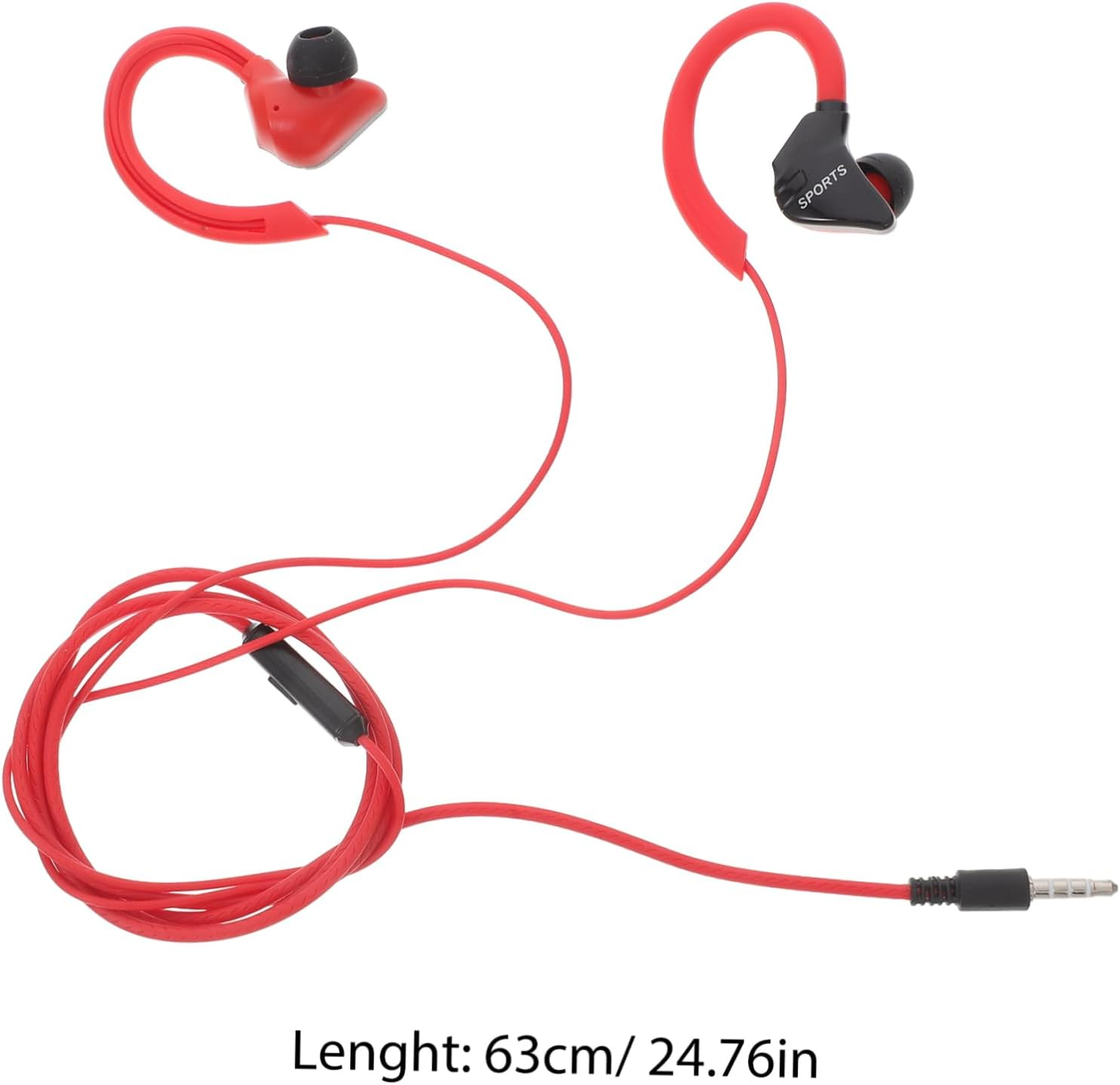 COHEALI Wired Ear Hook Headphones Earphones for Running Sports Wired Earbuds Sweat-Proof Low Bass Earphones for Active Lifestyles Compatible Cell Phones Red image number 2
