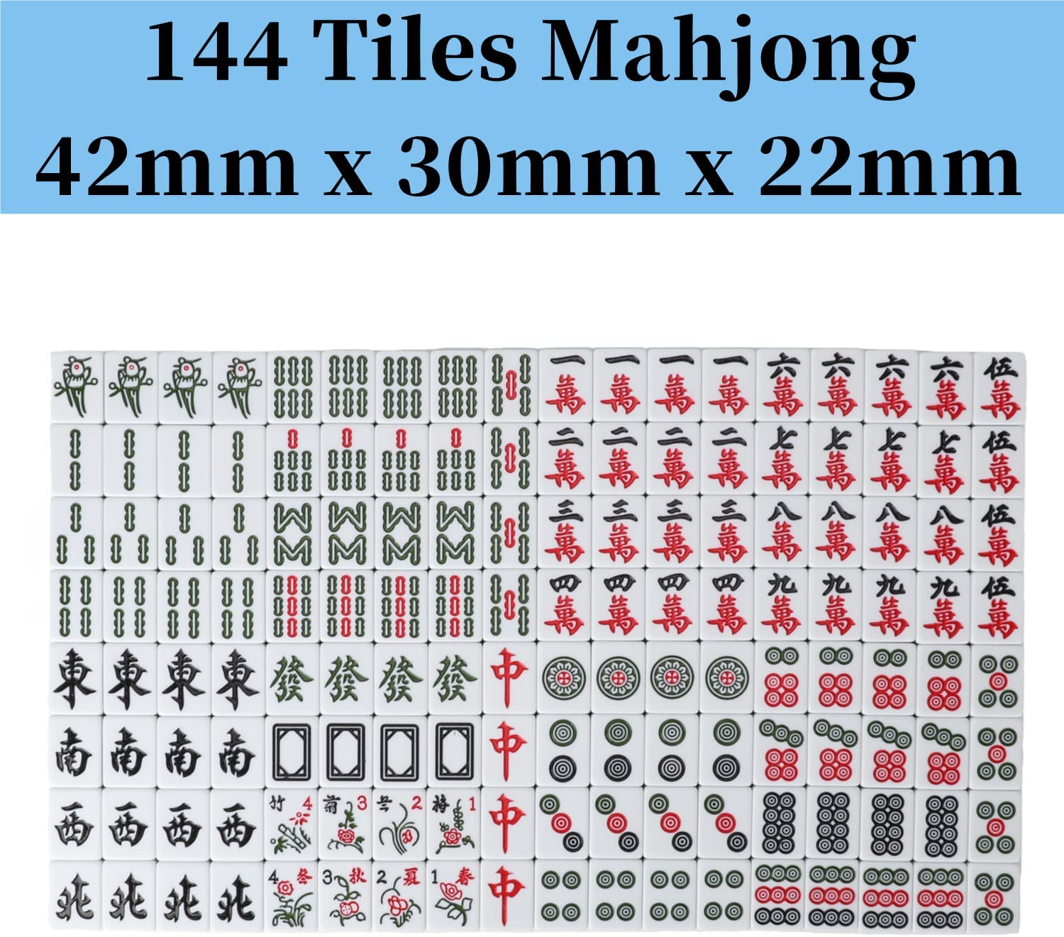 Lesolar Large 42Mm Classic Chinese Mahjong Set 144 Tiles with Case, Portable, Adults/Adolescents, 4 Players, White, English, Manual, None, 37Mm X 29Mm X 4.7Mm image number 3