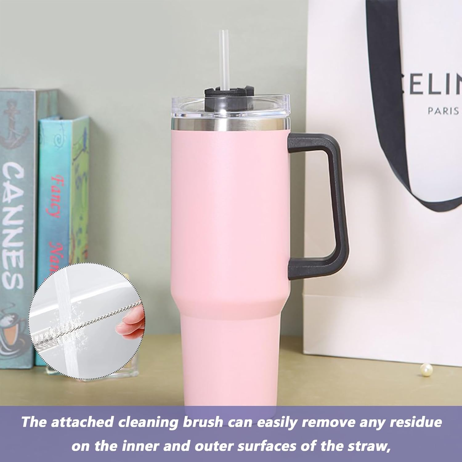 Stanley Replacement Straws, 6Pcs Stanley Cup Straws with 1Pcs Straw Cleaning Brush Compatible with Stanley 14/20/30/40 Oz Cup Reusable Plastic Straws Stanley Cup Accessories image number 4