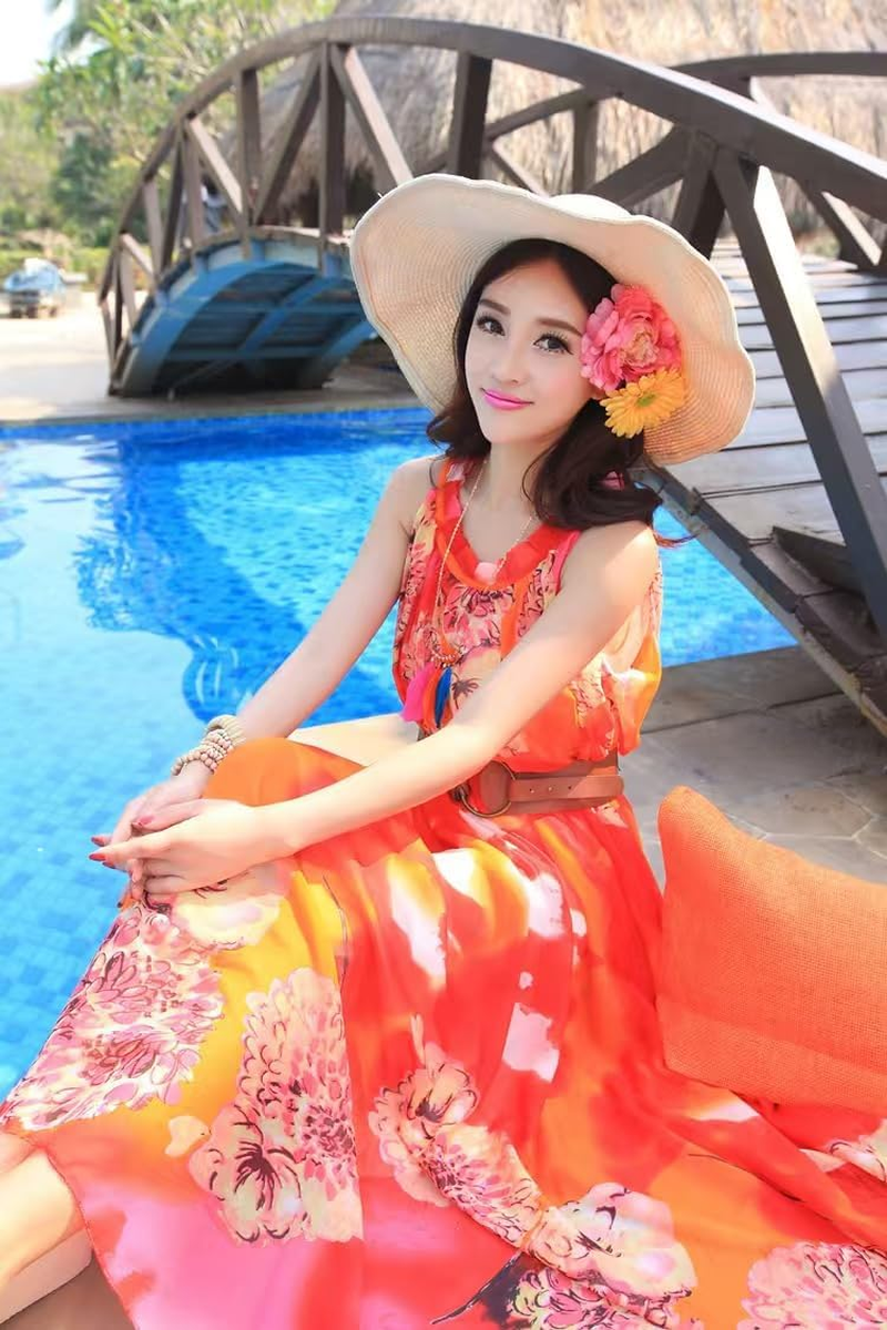 Floral Fall Peony Flower Hair Clip Flamenco Dancer Pin up Flower Brooch (Red) image number 1