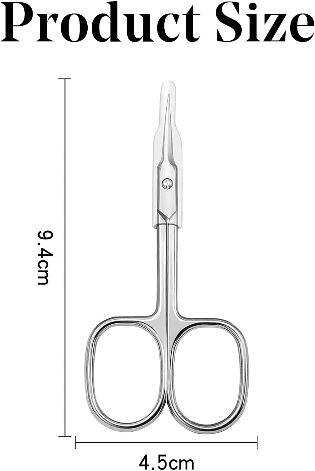 Cuticle Scissors with Curved Sharp Tip, Portable Small Scissors Professional Cuticle Cutter, Multi-Purpose Russian Manicure Cuticle Trimmer for Eyebrow, Nail, Eyelash, Beards (Silver) image number 1