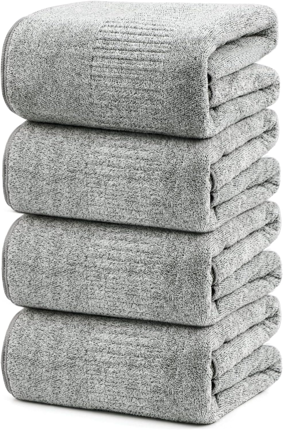 SEISSO Bath Towels Set of 4, 88&times;160 CM Bath Sheet Super Absorbent & Lightweight Quick Drying Oversized Bath Towel for Beach, Travel, Gym, Sauna, Camp, Pool (Grey)