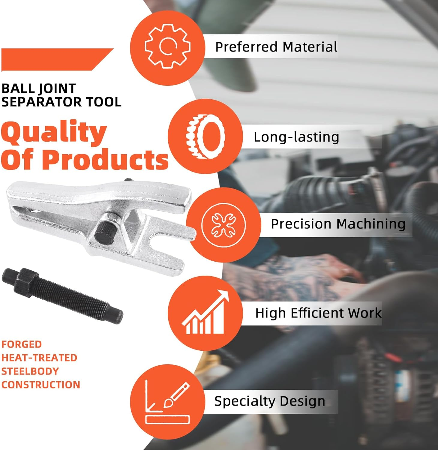 Tanstic Ball Joint Separator, 1-1/8" to 2-1/8" Universal Ball Joint Removal Tool for Separating Ball Joints Arms Tie Rods on Most Cars Trucks image number 1