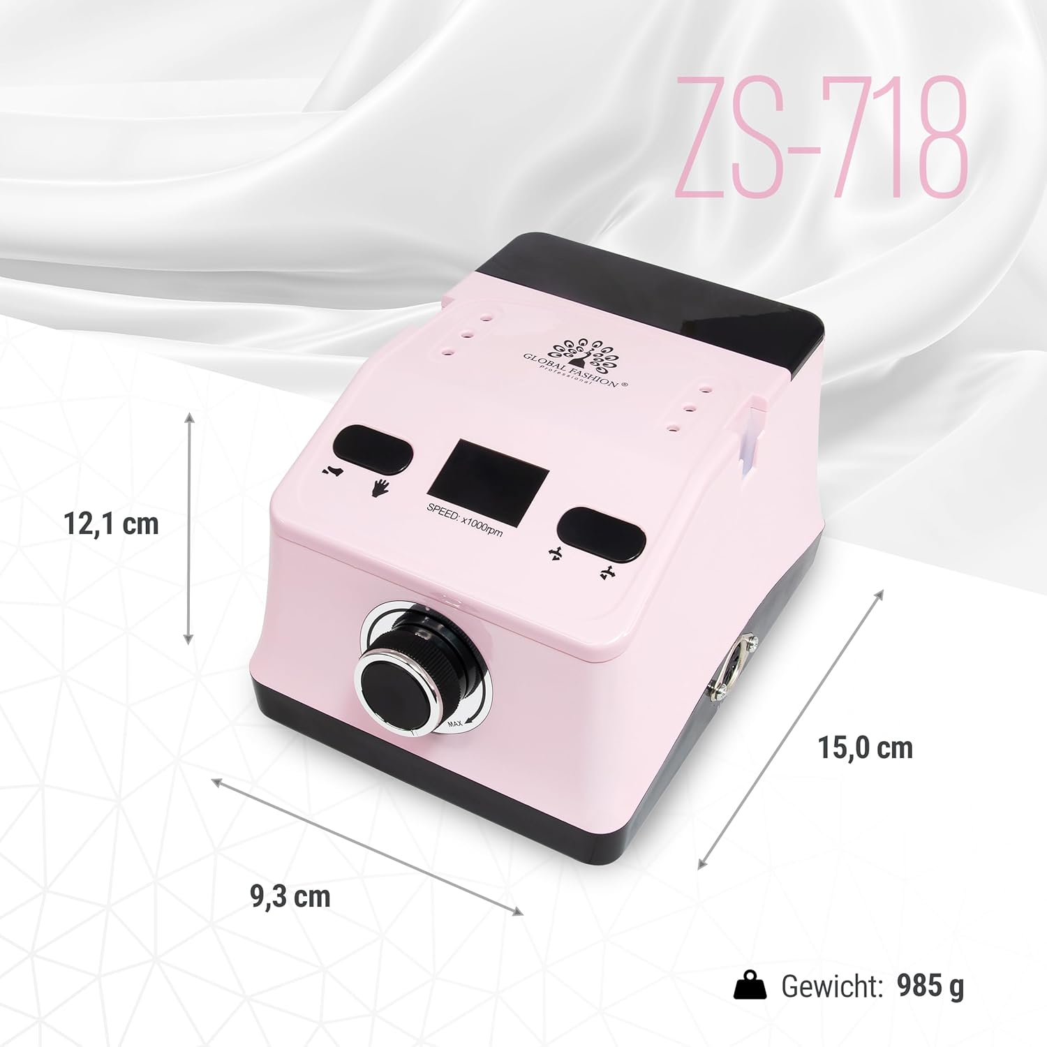 Electric Nail Cutter ZS-718, Global Fashion, 80 W 50000 RPM Professional Nail Drill, Electric Nail File for Gel Nails, Pedicure Set, Foot Care Electric, Frezarka Do Paznokci (Pink) image number 4