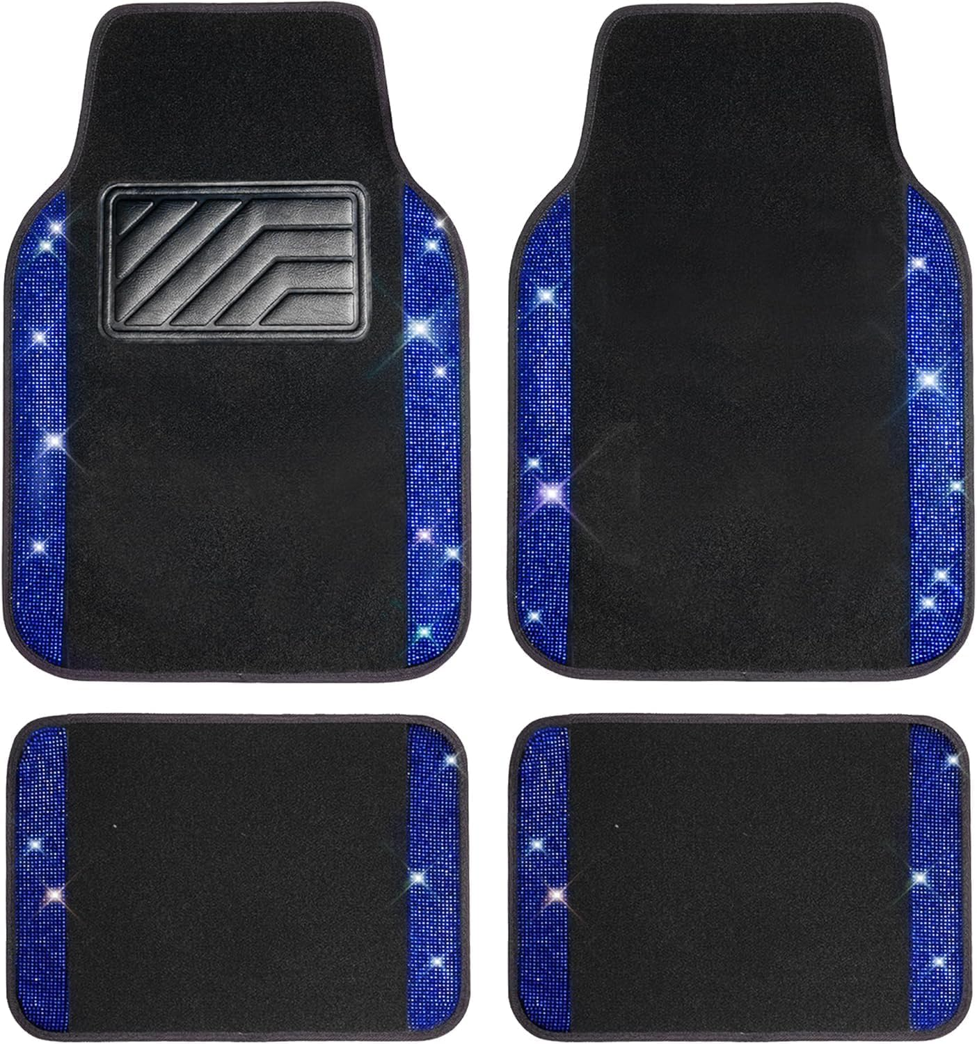 Flying Banner Bling Diamond Car Floor Mats, Shining Rhinestone Carpet Sparkly Glitter Crystal with Anti-Slip PVC Heel Pad Waterproof Universal Fit Automotive Suv,Sedan,Van,Cute Girl Women (Red)