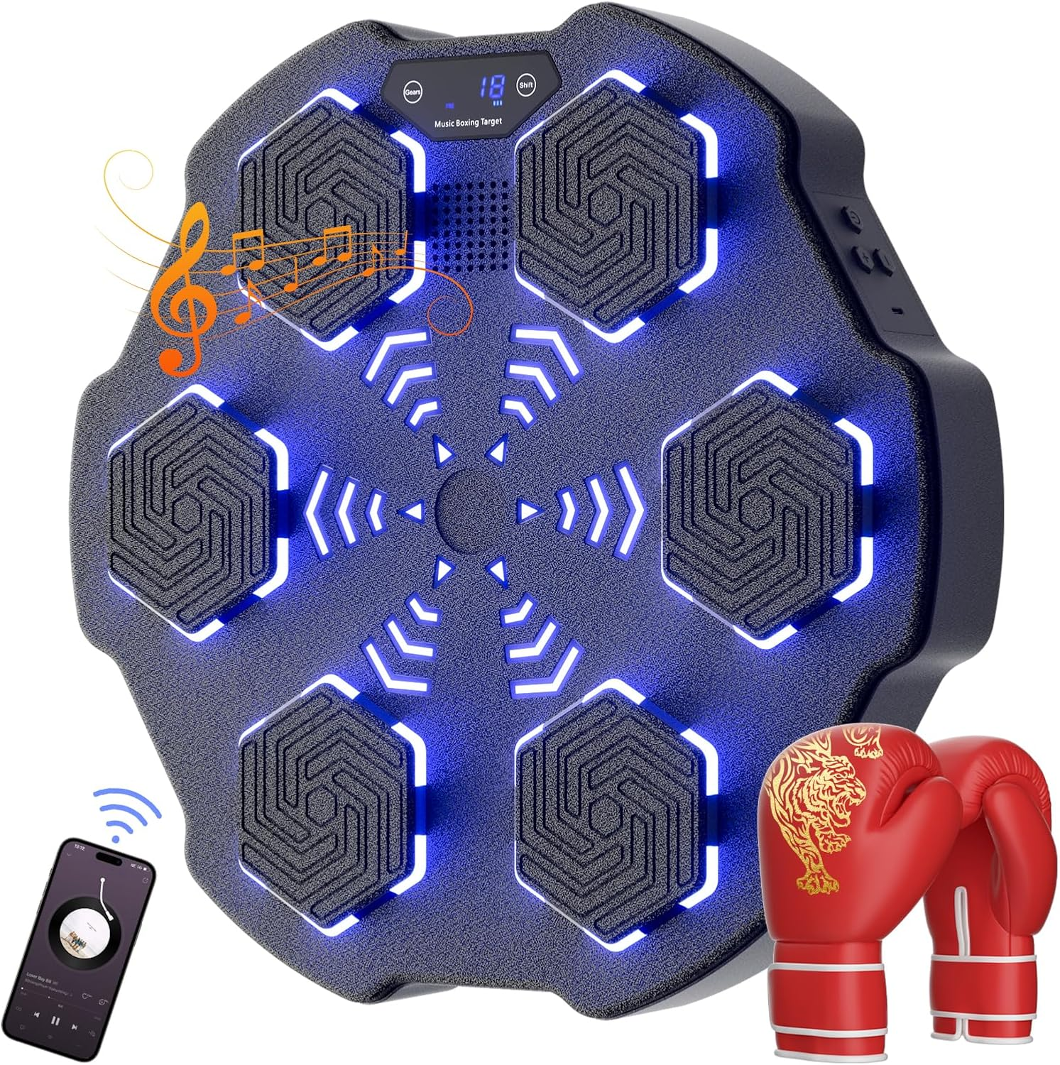 Advwin Music Boxing Machine, Smart Boxing Training Machine Wall Mounted Electronic Boxing Target, Boxing Music Workout Machine Punching Equipment for Kids Adults Home Reaction Strength Workout