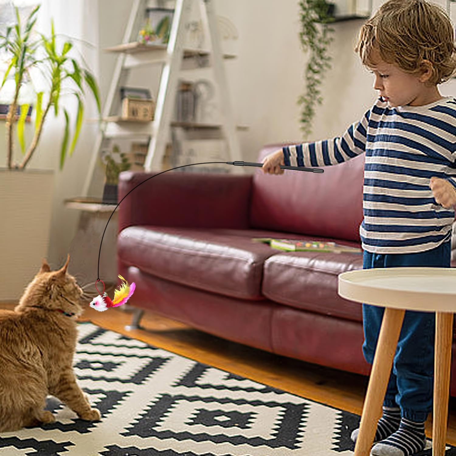 ENUTROF Interactive Cat Toy, Self-Employment Feather, Pack of 12, Cat Toy, Cat Feather, Toy with Suction Cup, Bird Cat Wand for Small Large Cats image number 4