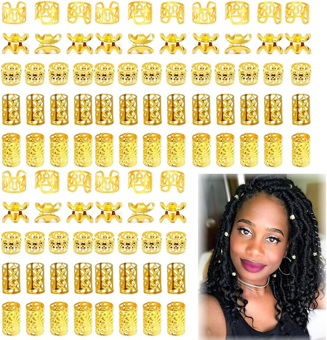 SULIUDAJI 100 Gold Hair Accessories for Braids, Loc Jewellery, Cuffs, Clips, Spirals, Dreadlocks - Men & Women image number 3