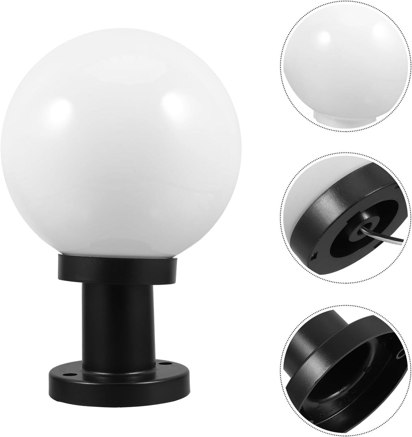Light Post Globe Combo Lighting Fixture, 20Cm round Garden Post Light Shade with Base for Exterior House Garden Yard Patio Fence Deck (Without Light) image number 6