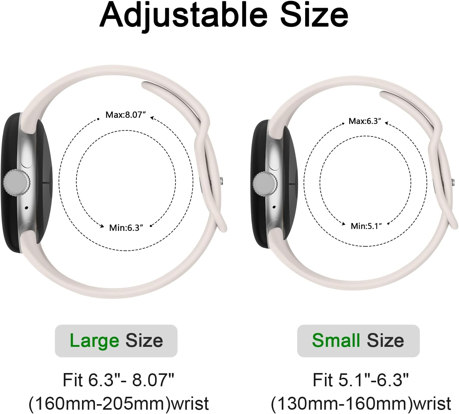 Silicone Bands for Google Pixel Watch 3 41Mm Bands/Pixel Watch 2 Band Women Men, Comfortable Adjustable Sports Replacement Strap for Google Pixel Watch 3 41Mm/2/1 image number 6