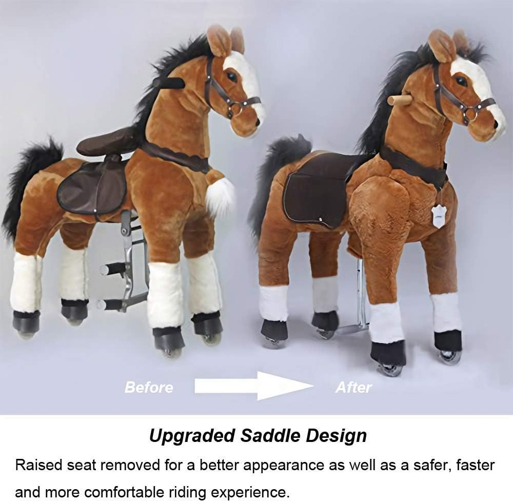 UFREE Horse Action Pony, Ride on Toy, Mechanical Moving Horse, Giddyup for Children 4 to 9 Years Old, Height 93Cm (White Mane & Tail) image number 2