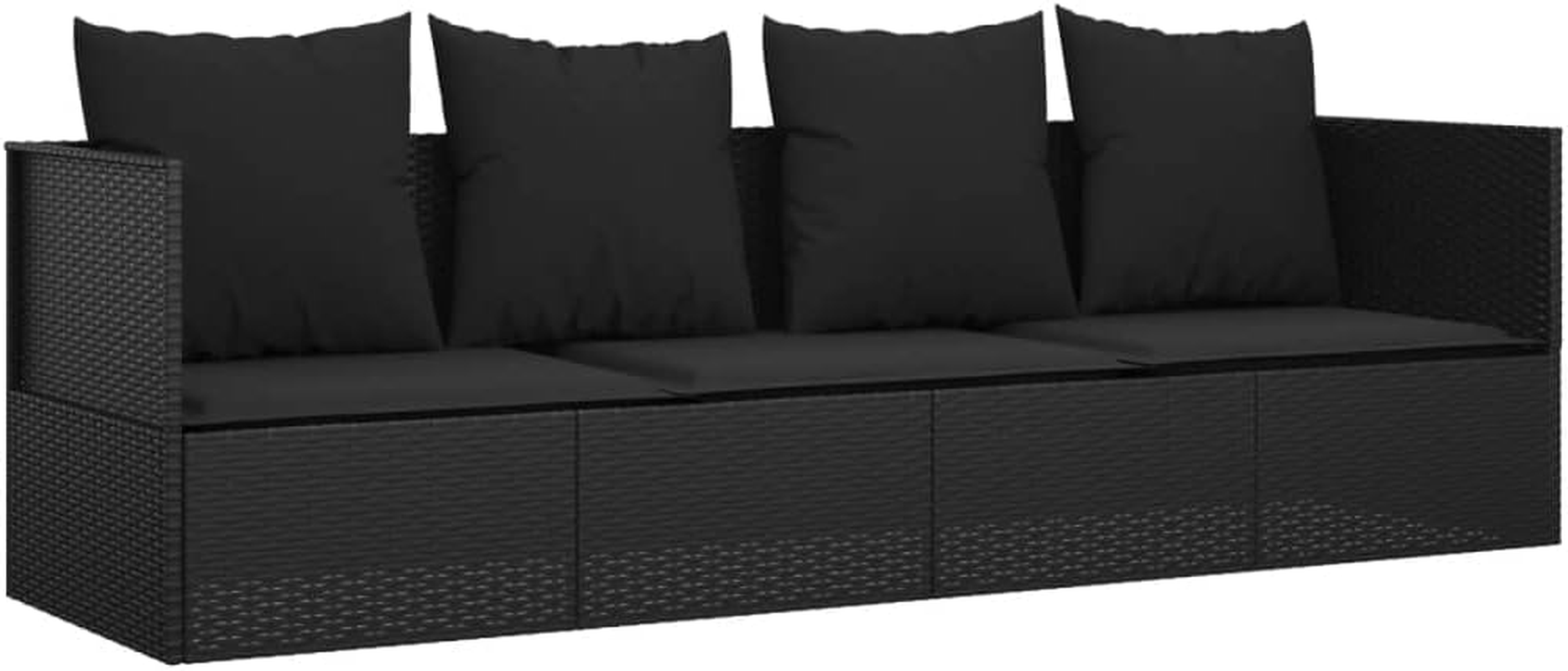 Vidaxl - Lounge Bed Outdoor with Cushions, Weather-Resistant Poly Rattan in Black, Adjustable Sides, Stylish & Comfortable