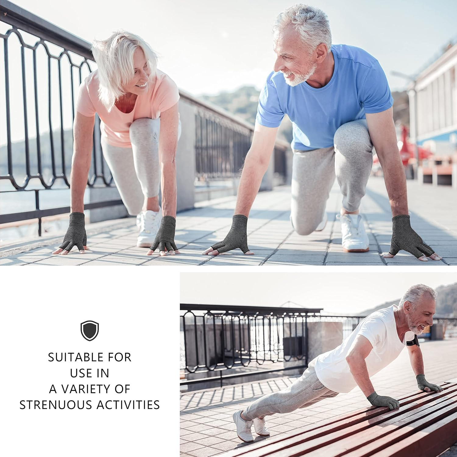 LXMY 2 Pairs Arthritis Gloves,Compression Gloves,Providing Warmth and Compression to Promote Healing,Fingerless Design,Relieve Pain from Rheumatoid Arthritis and Carpal Tunnel, Grey(2 Pair), L image number 6