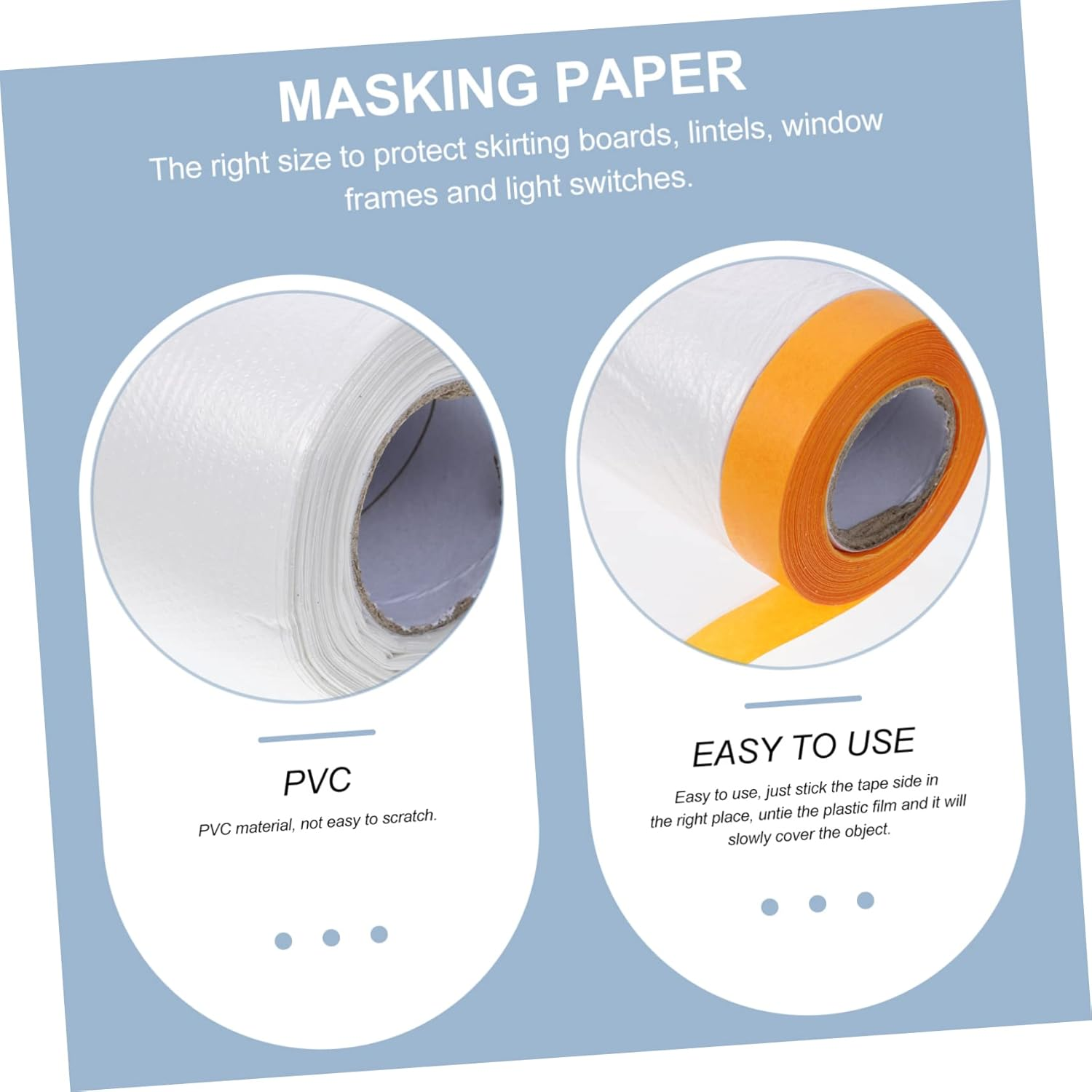 3 Rolls Auto Masking Paper and Protective Masking Film for Painting 20 Meters Each (55Cm, 110Cm, 150Cm Width) Automotive and Furniture Spray Painting Supplies image number 5