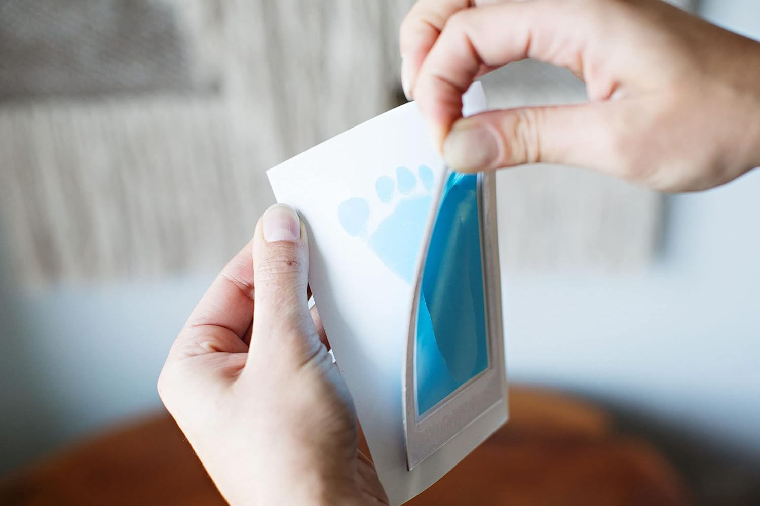 Pearhead Newborn Baby Clean Touch Ink Pad with 2 Imprint Cards, Blue image number 6