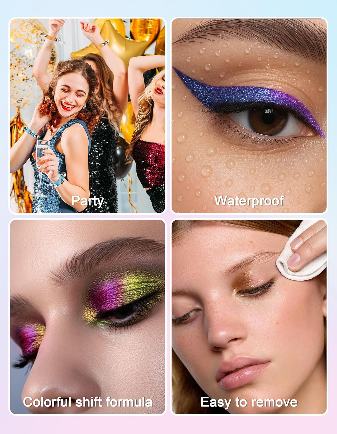 Erinde Chameleon Liquid Eyeliner Pen, Liquid Glitter Eye Makeup, Highly Pigmented, Metallic Intense Multicolor Shifting Waterproof Eyeliner, Ultra-Fine Tip, Longwearing, Smudge-Proof #02