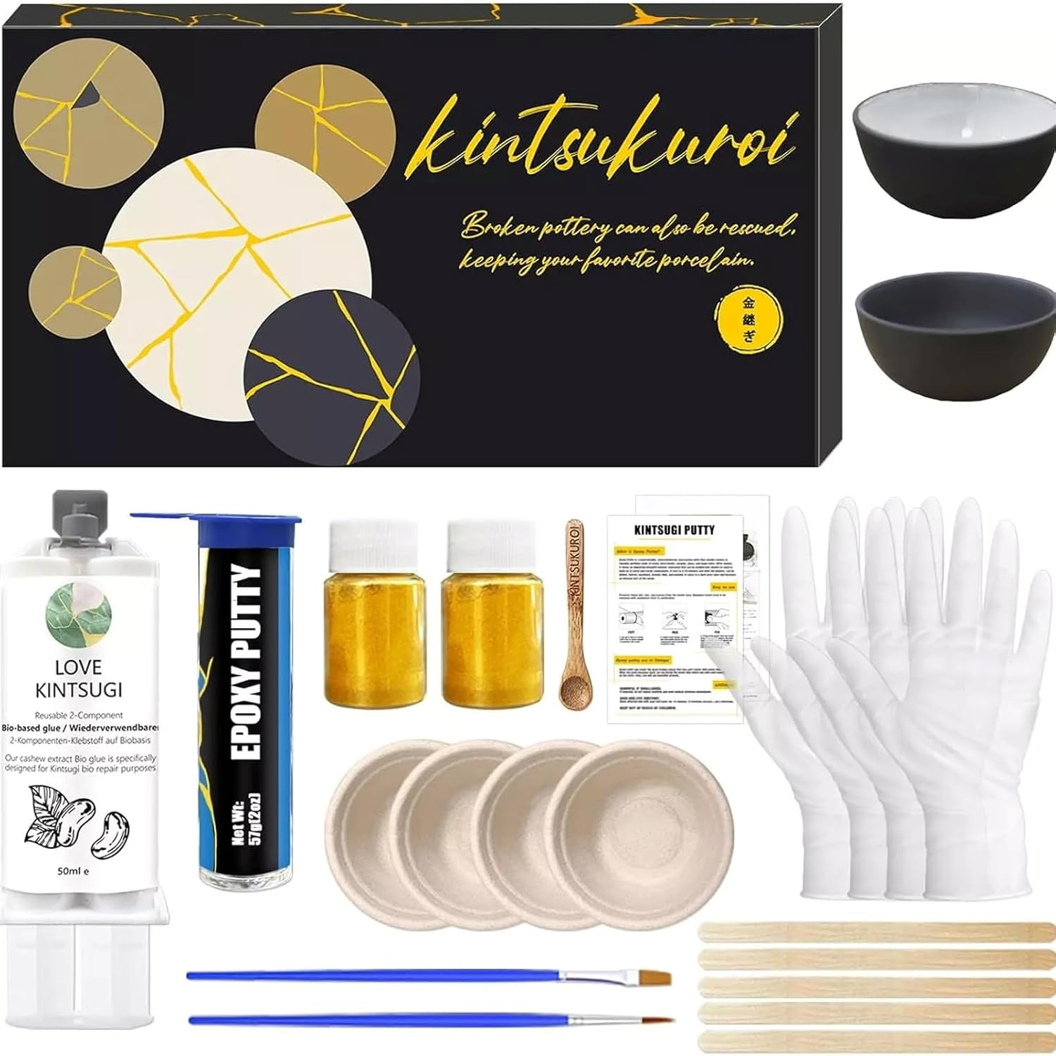 Youngly Kintsugi Repair Kit Food Safe, Japanese Gold Repair Kit, Bio Gold Glue Ceramics image number 5