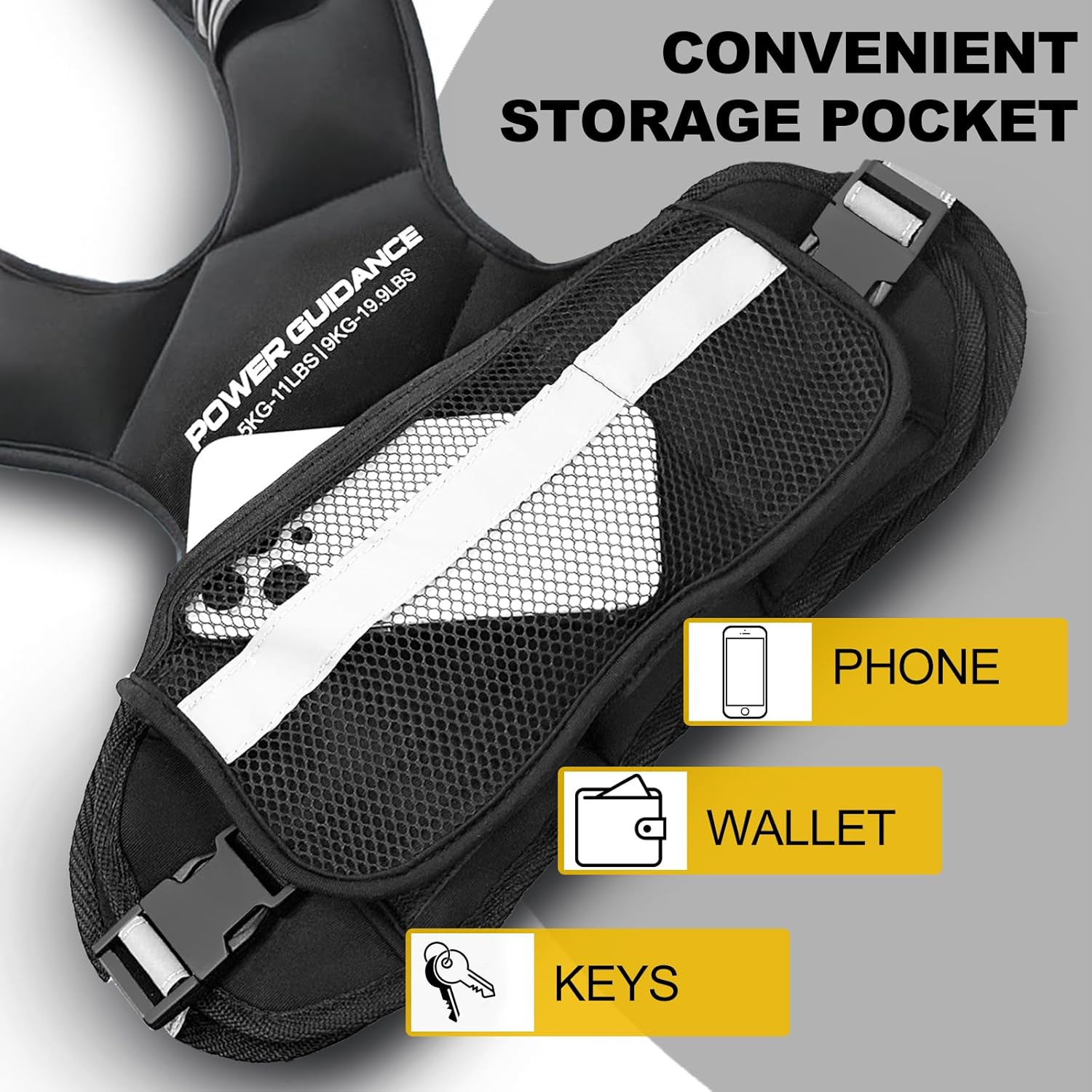 POWER GUIDANCE Verstellbare Gewichtsweste Weighted Vest, 5-9KG / 9-14.4KG Gewichtswesten Mit Reflektierenden Streifen F&uuml;r Mann Und Frau, Laufweste & Trainingsweste F&uuml;r Krafttraining & Aerobic-&Uuml;bungen image number 1